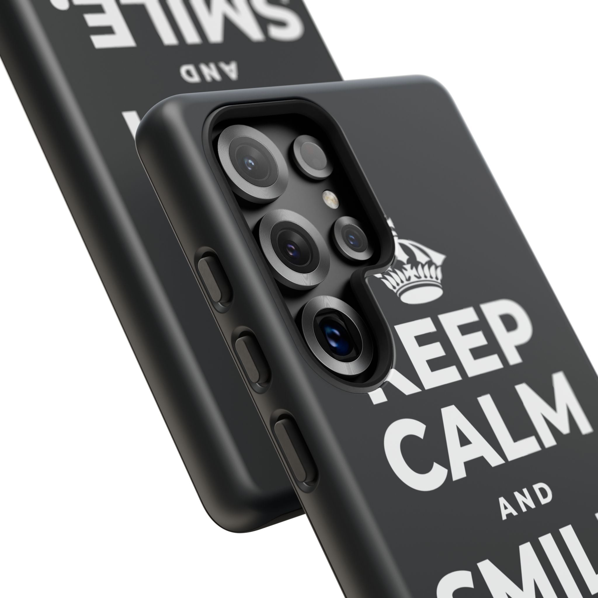 KEEP CALM AND SMILE, IT HELPS Phone Case (Dark)