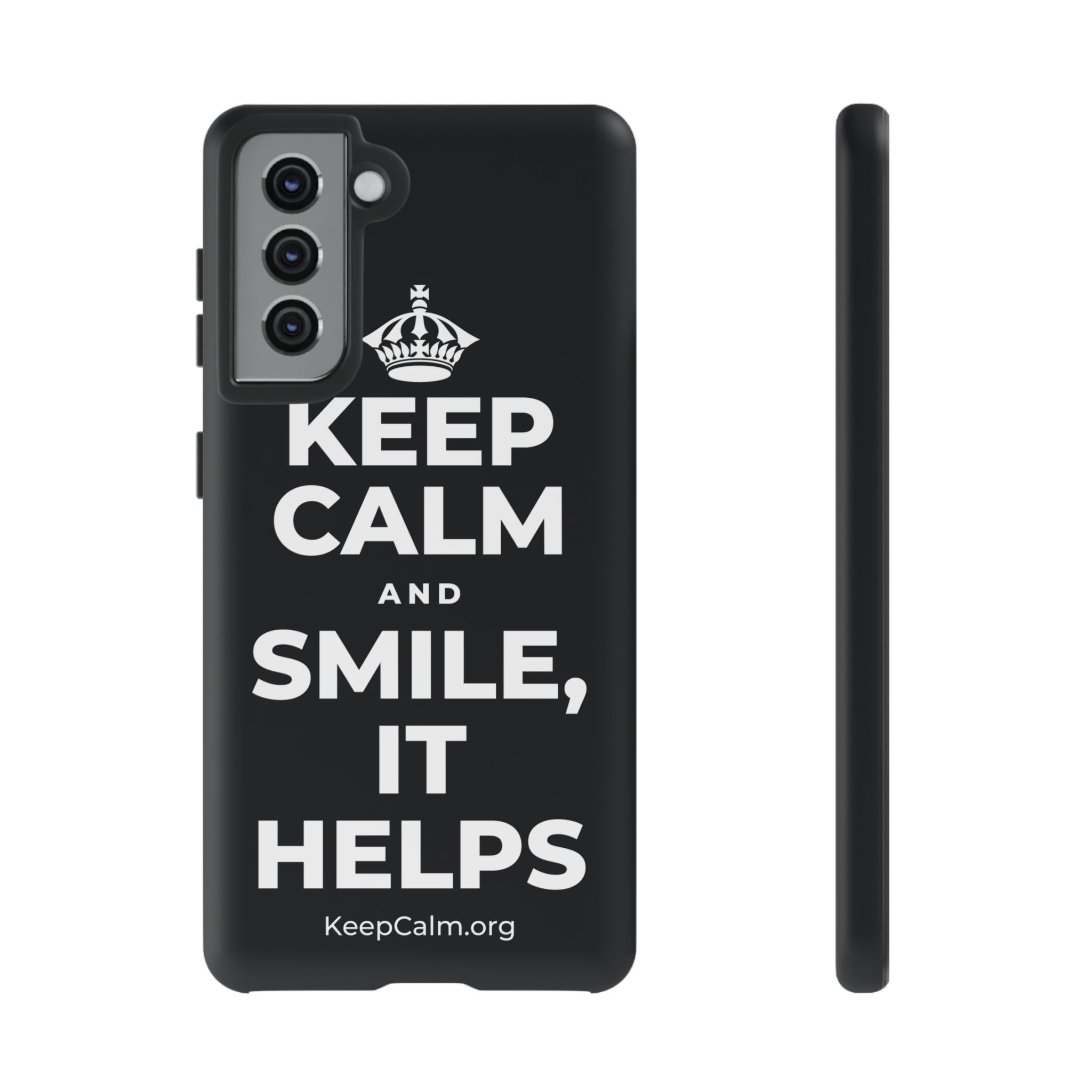 KEEP CALM AND SMILE, IT HELPS Phone Case (Dark)