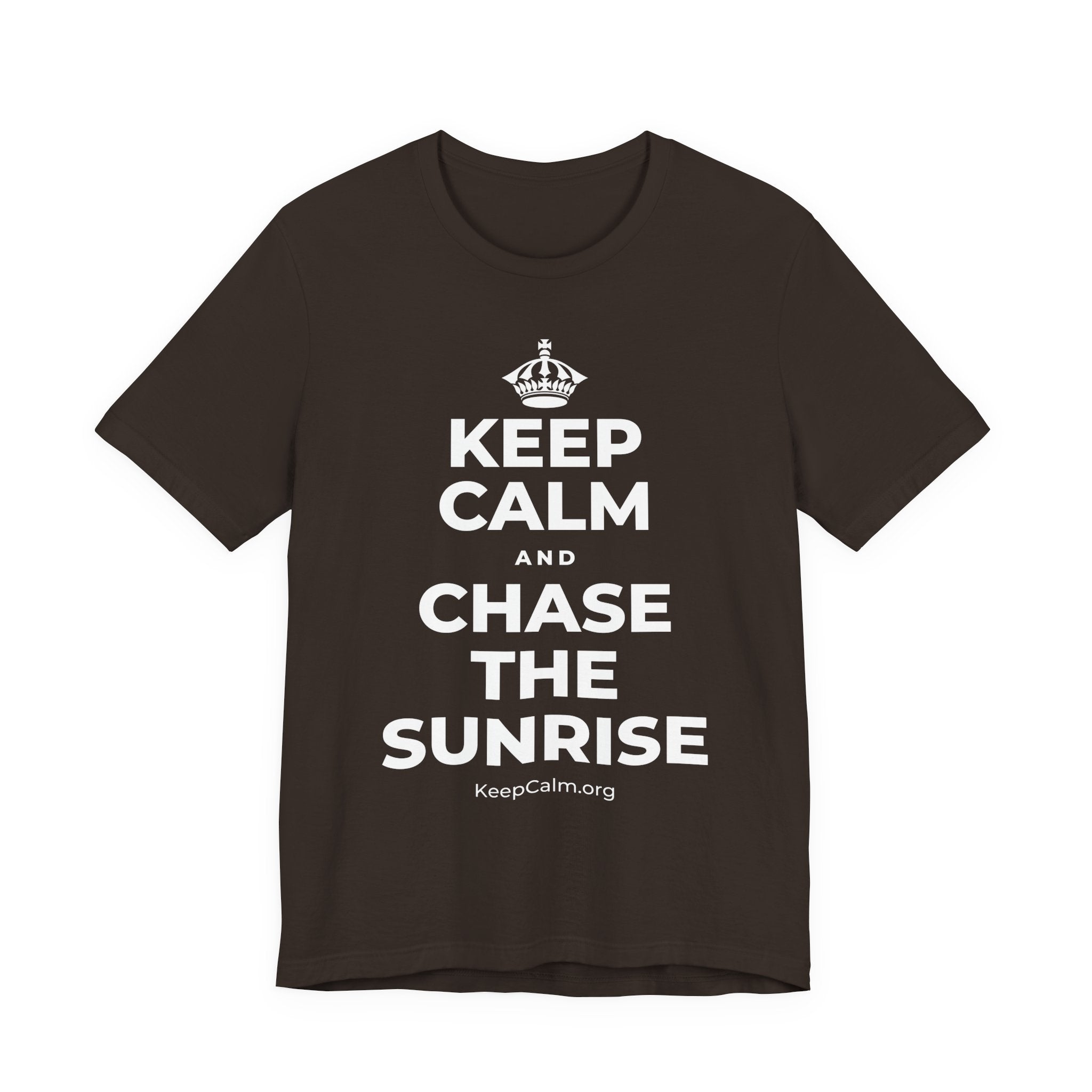 KEEP CALM AND CHASE THE SUNRISE T-Shirt (Soft Cream–Heather Mauve)