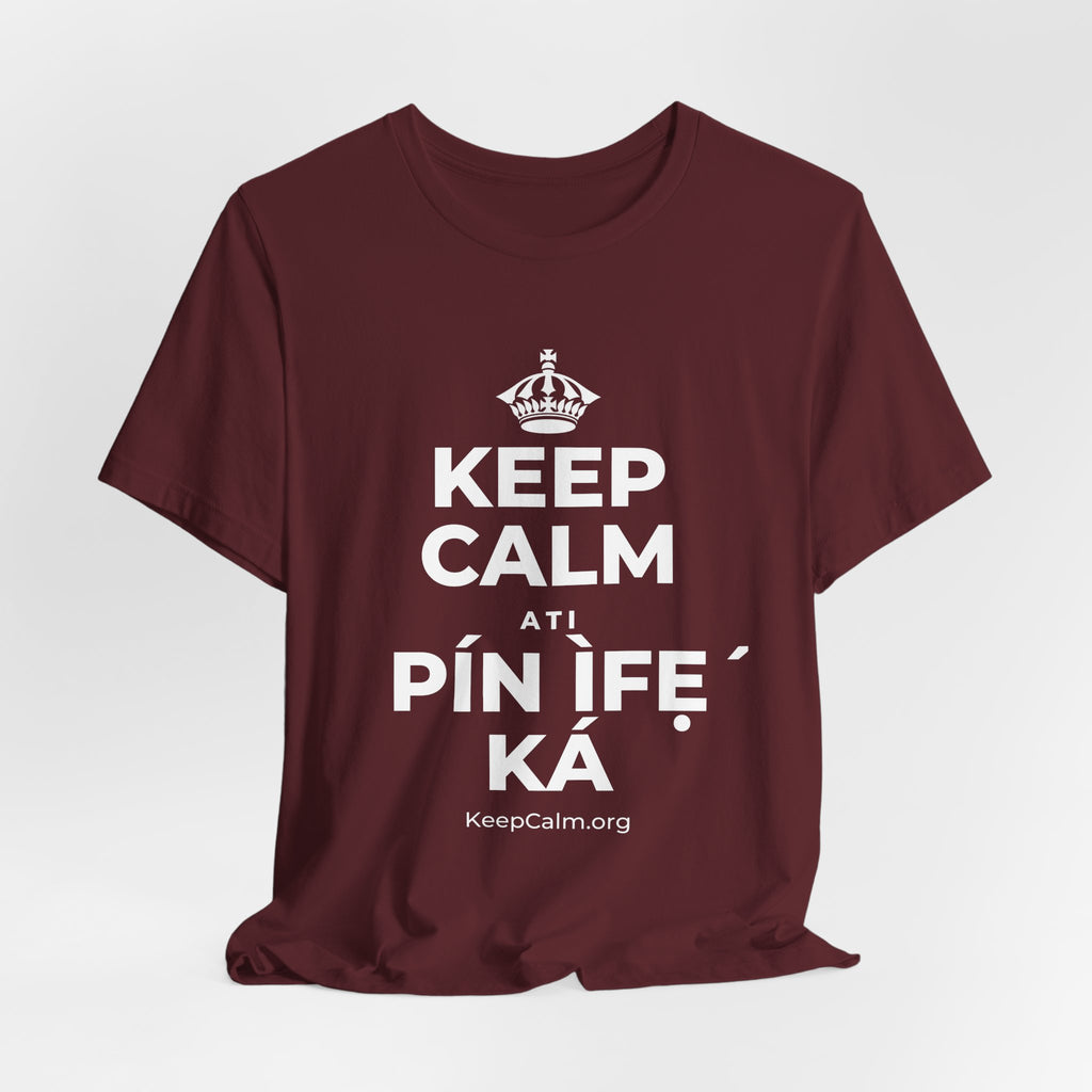 KEEP CALM ATI PÍN ÌFẸ́ KÁ T-Shirt (Baby Blue–Silver)