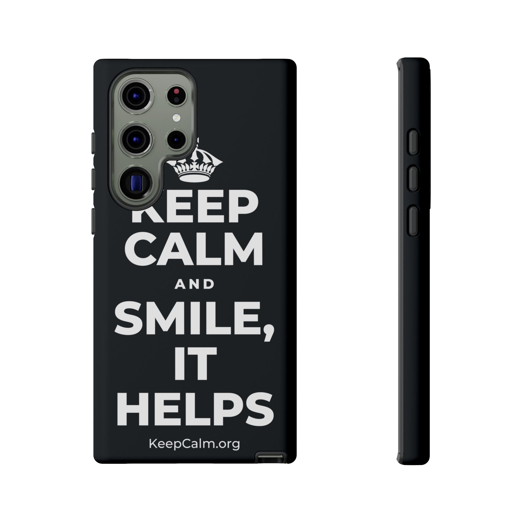 KEEP CALM AND SMILE, IT HELPS Phone Case (Dark)