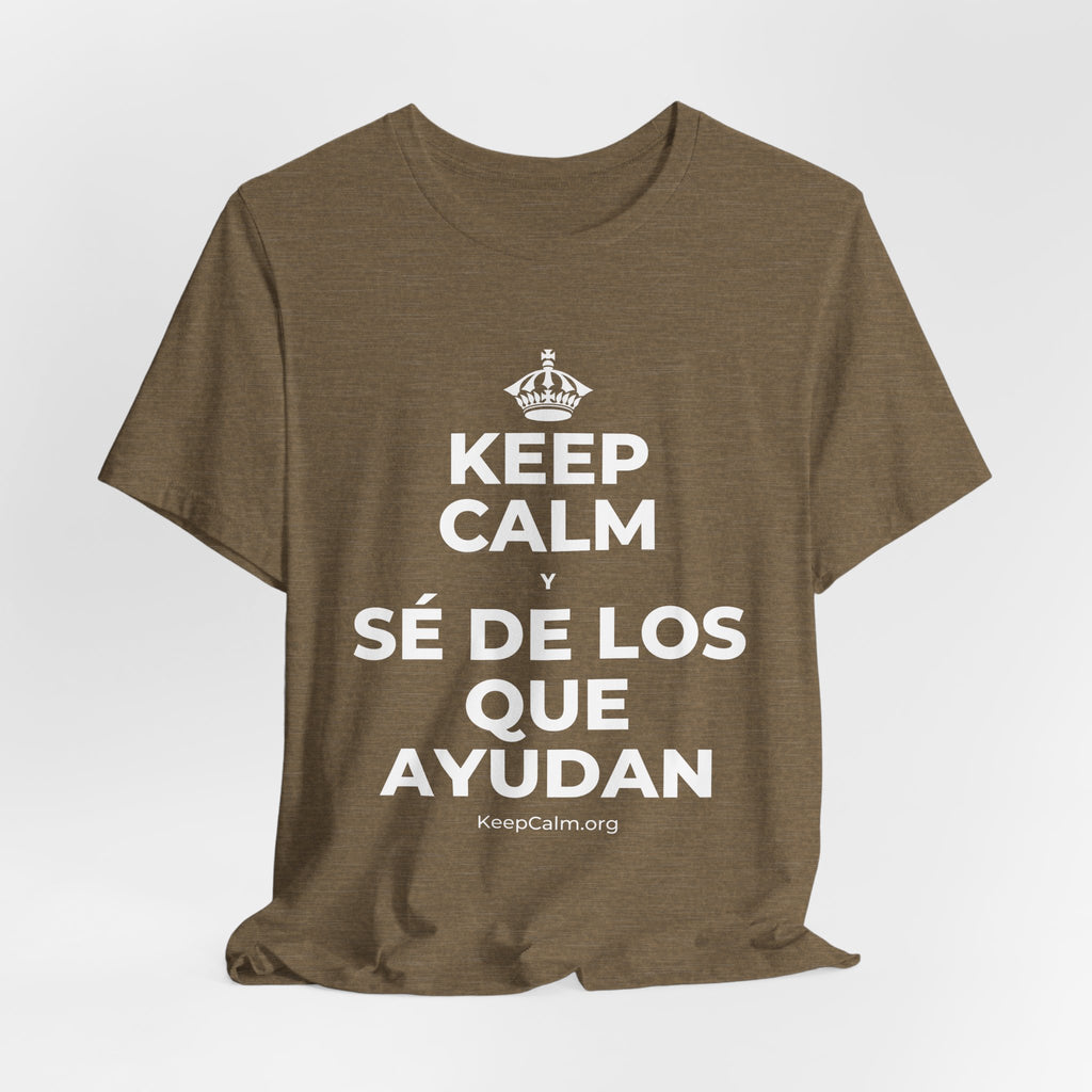 KEEP CALM Y SÉ DE LOS QUE AYUDAN T-Shirt (Soft Cream–Heather Mauve)