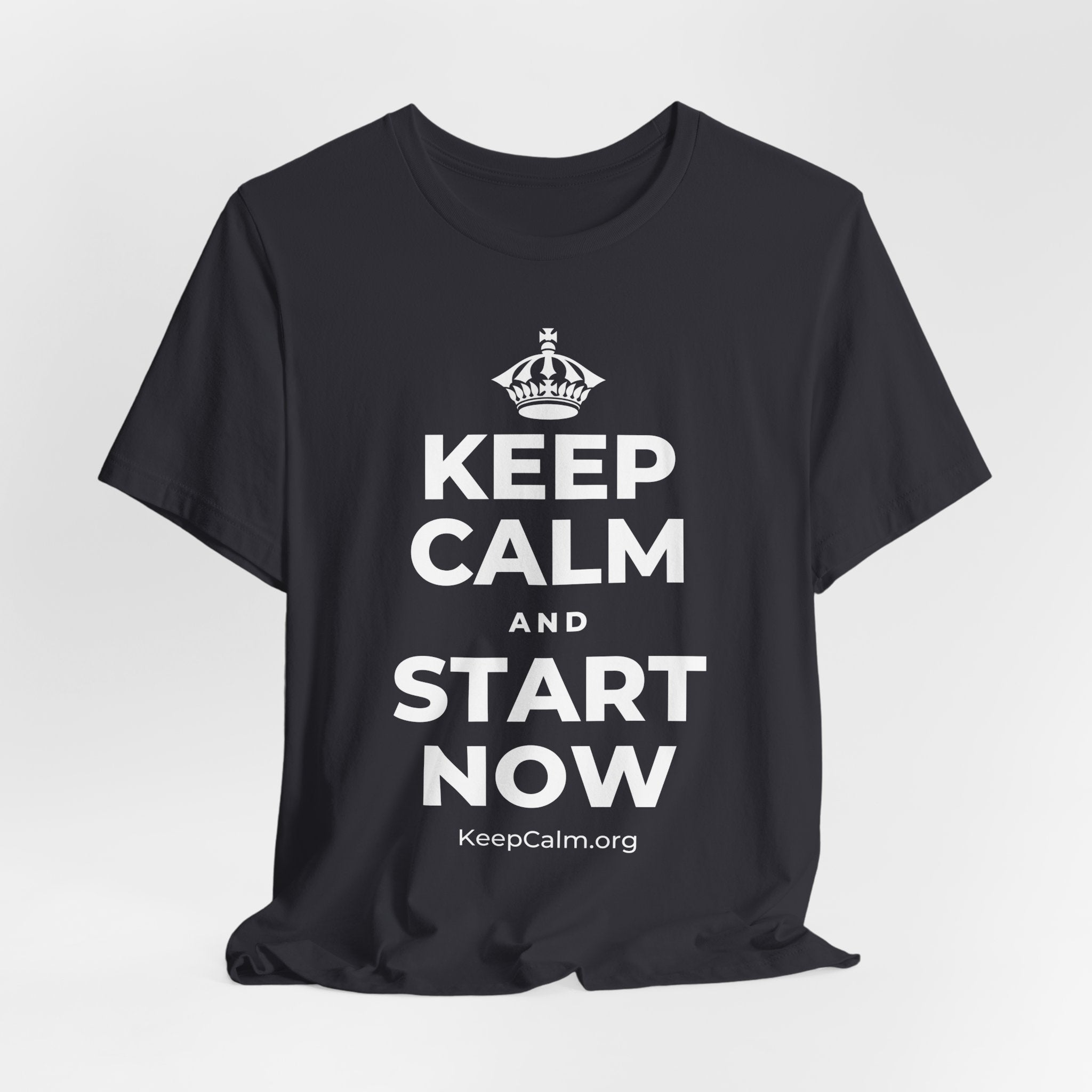 KEEP CALM AND START NOW T-Shirt (Baby Blue–Silver)