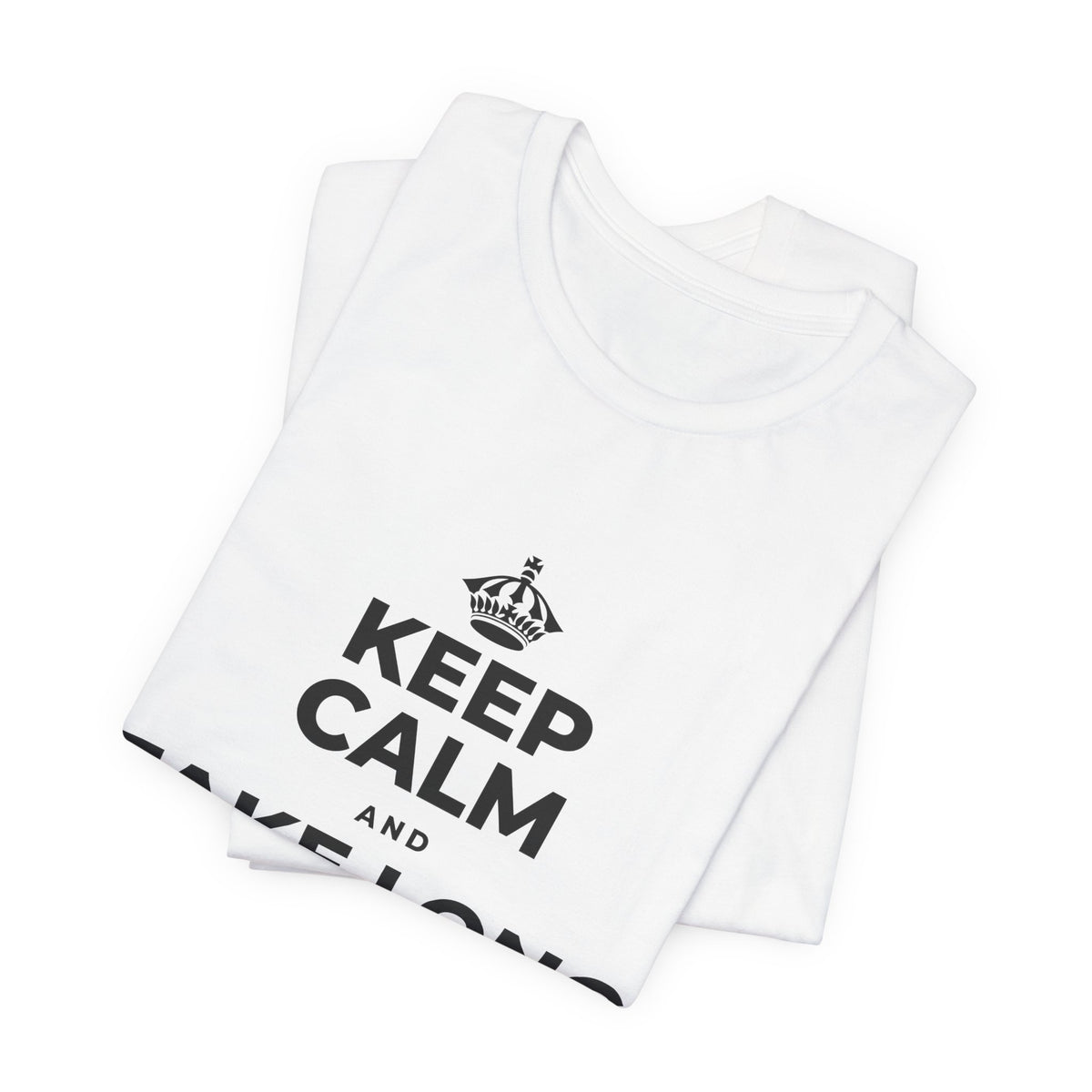 KEEP CALM AND TAKE LONG WALKS ON THE BEACH T-Shirt (White–Asphalt)