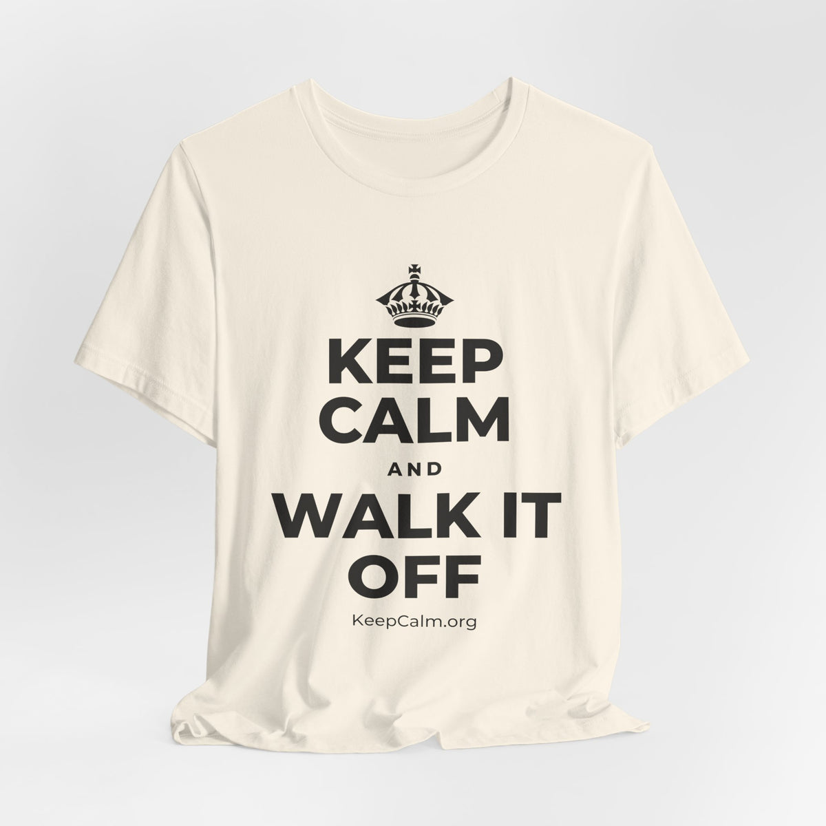 KEEP CALM AND WALK IT OFF T-Shirt (White–Asphalt)