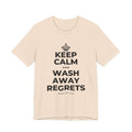KEEP CALM AND WASH AWAY REGRETS T-Shirt (Soft Cream–Heather Mauve)
