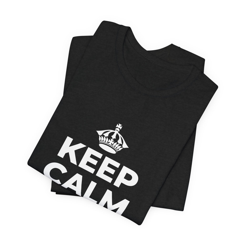 KEEP CALM AND JUST BE T-Shirt (White–Asphalt)