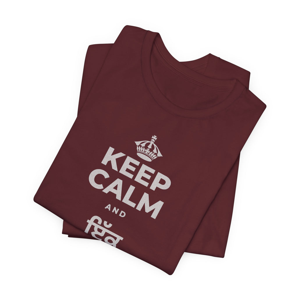 KEEP CALM AND ਇੱਕ ਬੀਜ ਬੀਜੋ T-Shirt (Baby Blue–Silver)