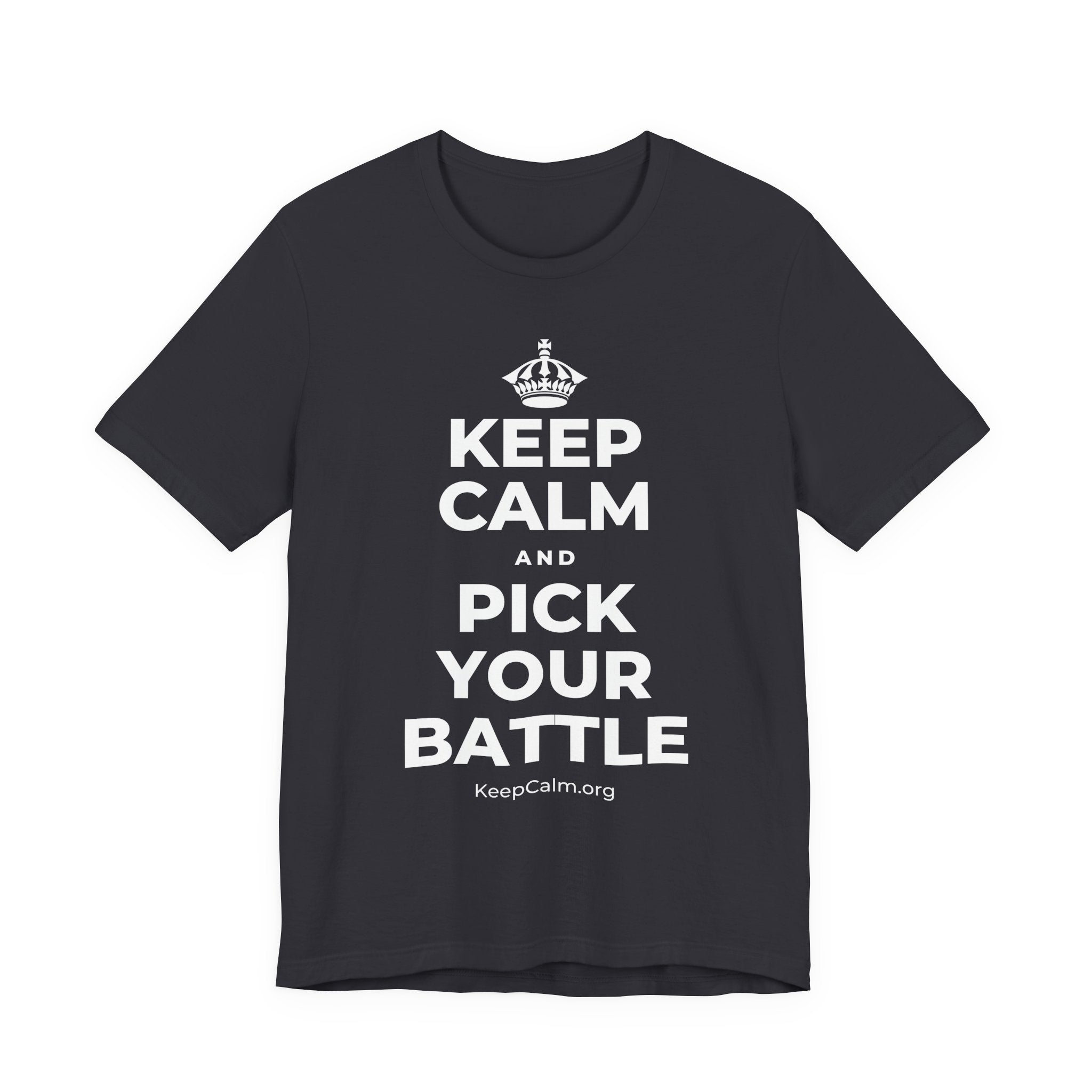 KEEP CALM AND PICK YOUR BATTLE T-Shirt (Baby Blue–Silver)