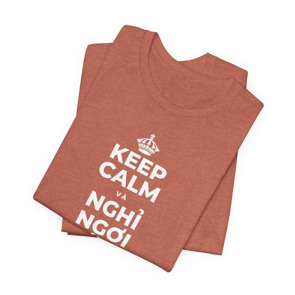 KEEP CALM VÀ NGHỈ NGƠI XỨNG ĐÁNG CỦA BẠN T-Shirt (Soft Cream–Heather Mauve)