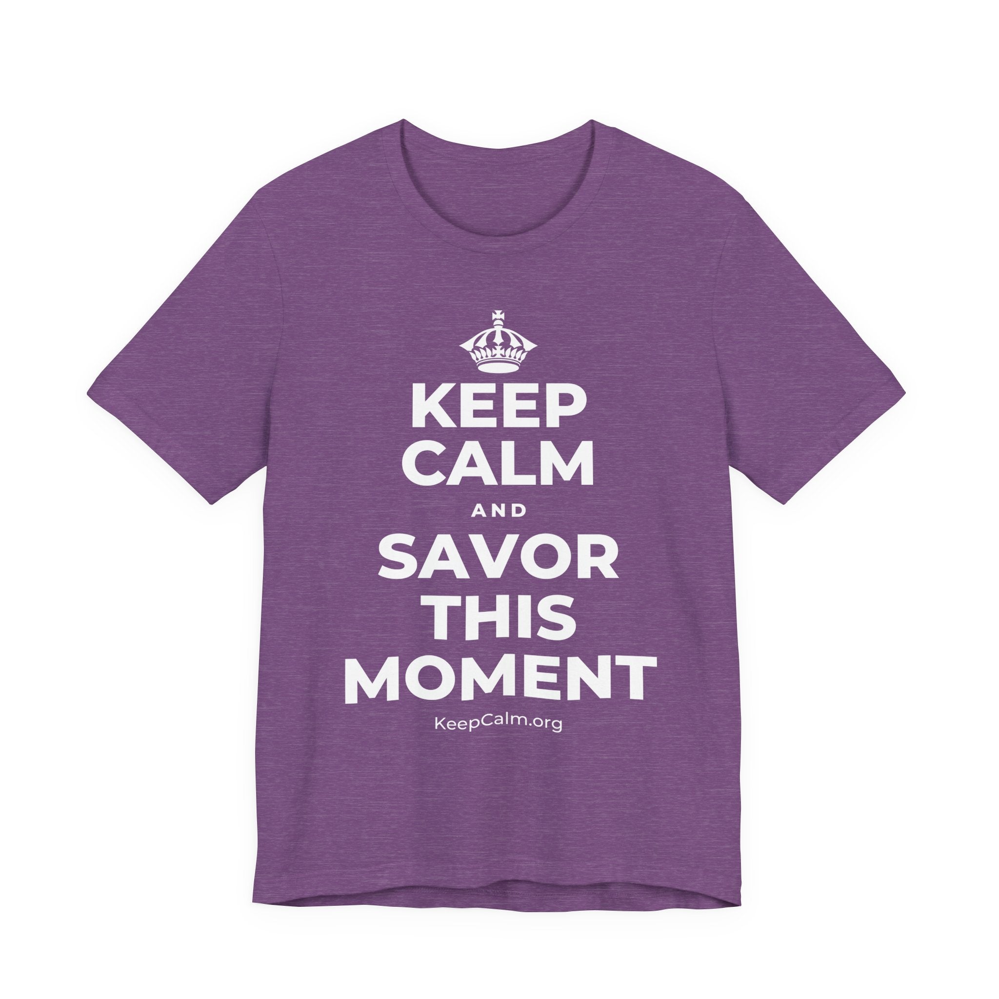 KEEP CALM AND SAVOR THIS MOMENT T-Shirt (Baby Blue–Silver)