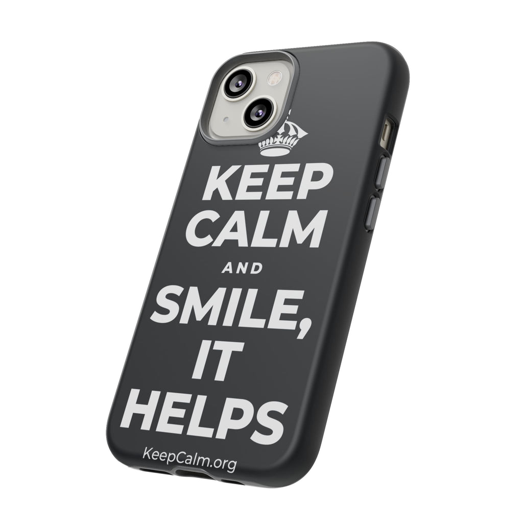 KEEP CALM AND SMILE, IT HELPS Phone Case (Dark)