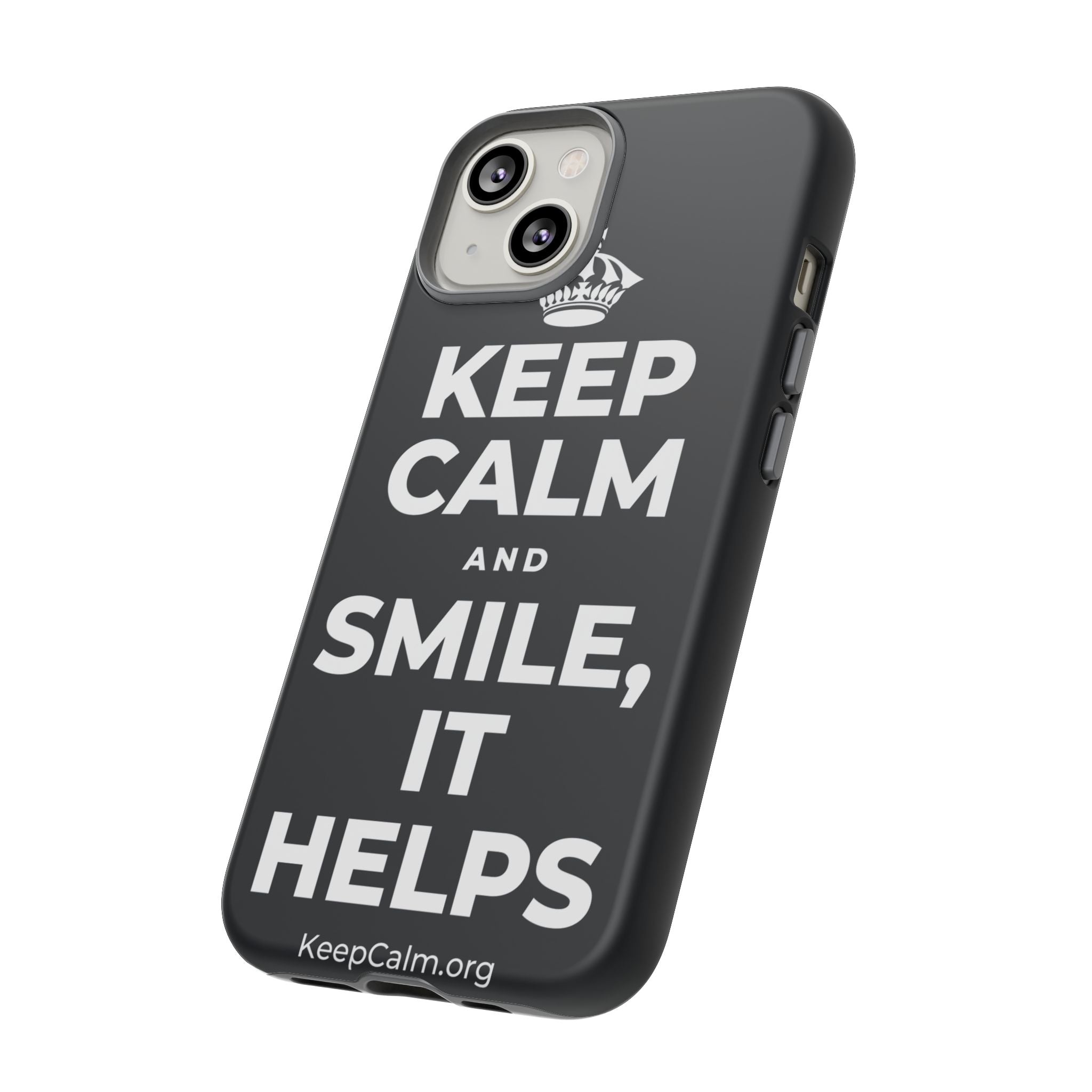 KEEP CALM AND SMILE, IT HELPS Phone Case (Dark)