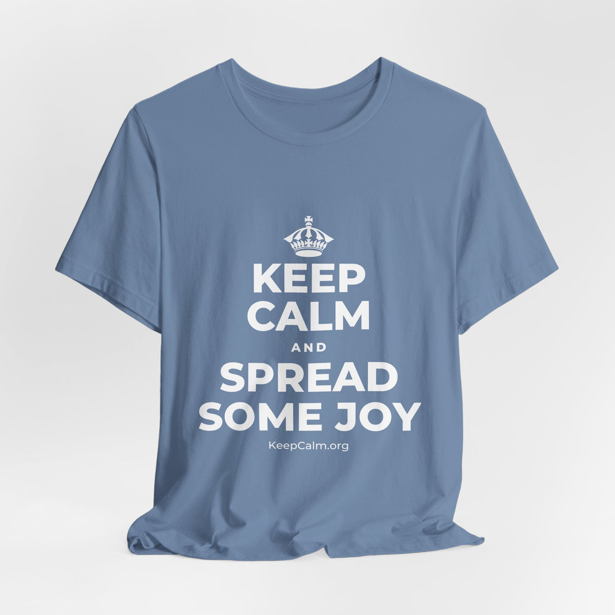 KEEP CALM AND SPREAD SOME JOY T-Shirt (Soft Cream–Heather Mauve)