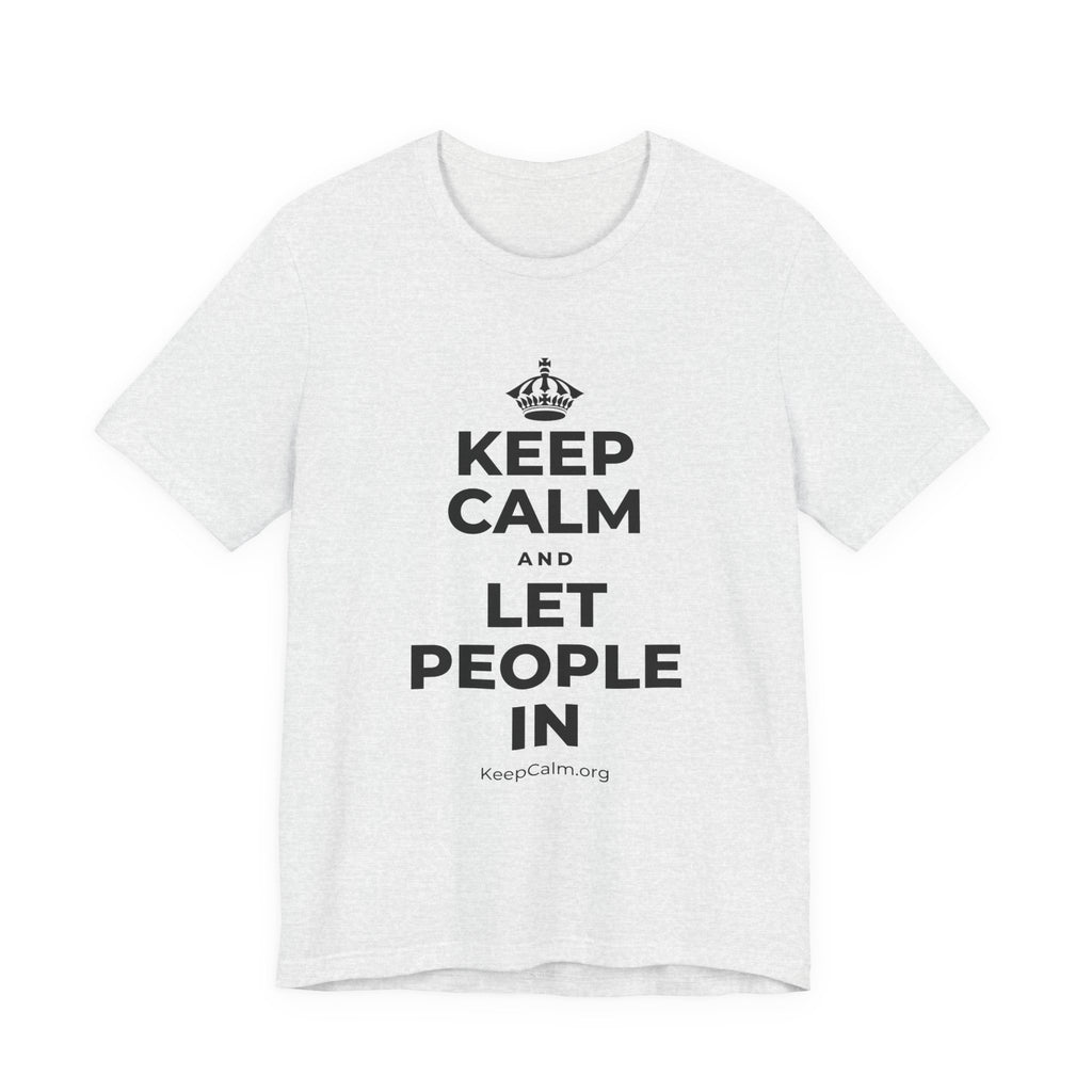 KEEP CALM AND LET PEOPLE IN T-Shirt (Soft Cream–Heather Mauve)