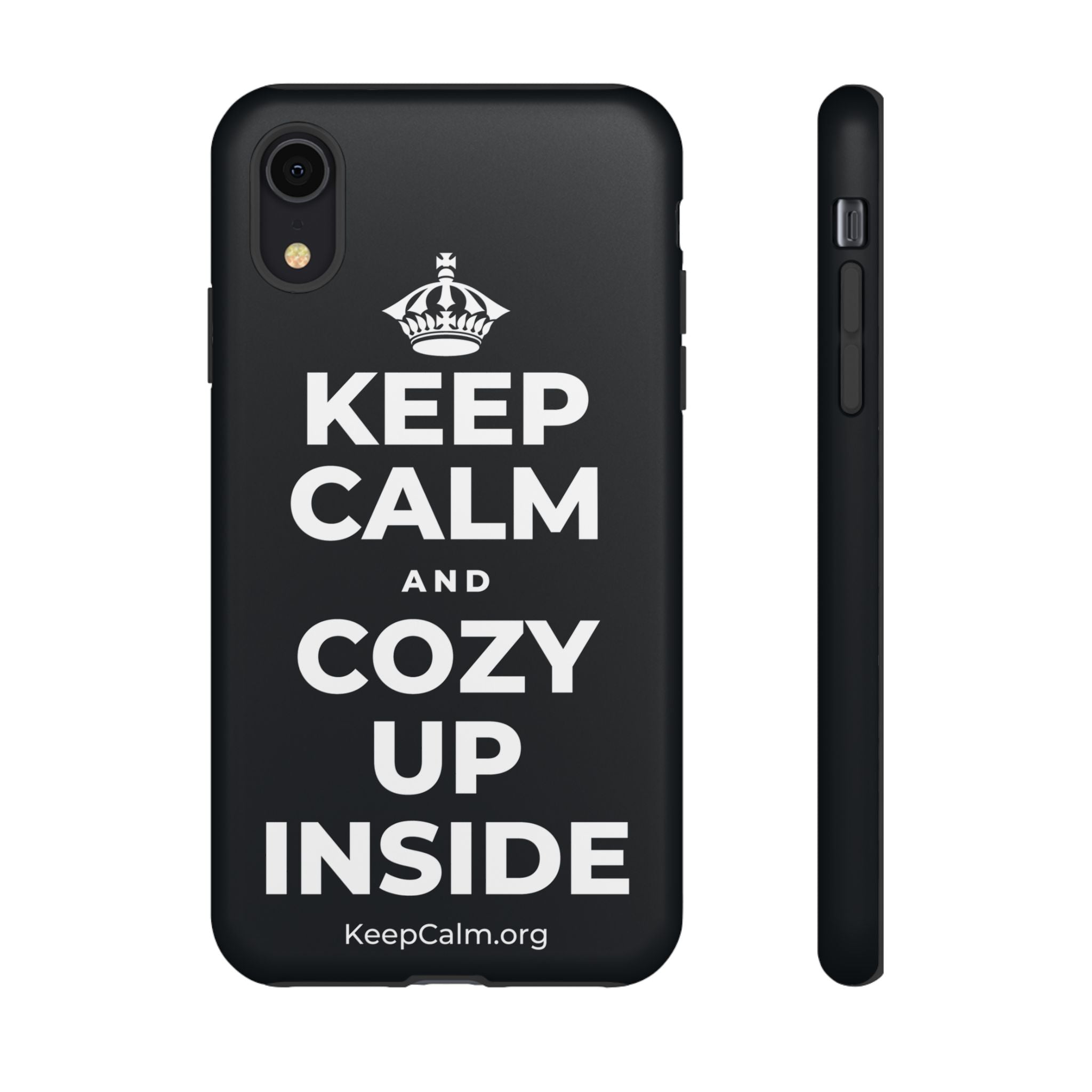 KEEP CALM AND COZY UP INSIDE Phone Case (Dark)