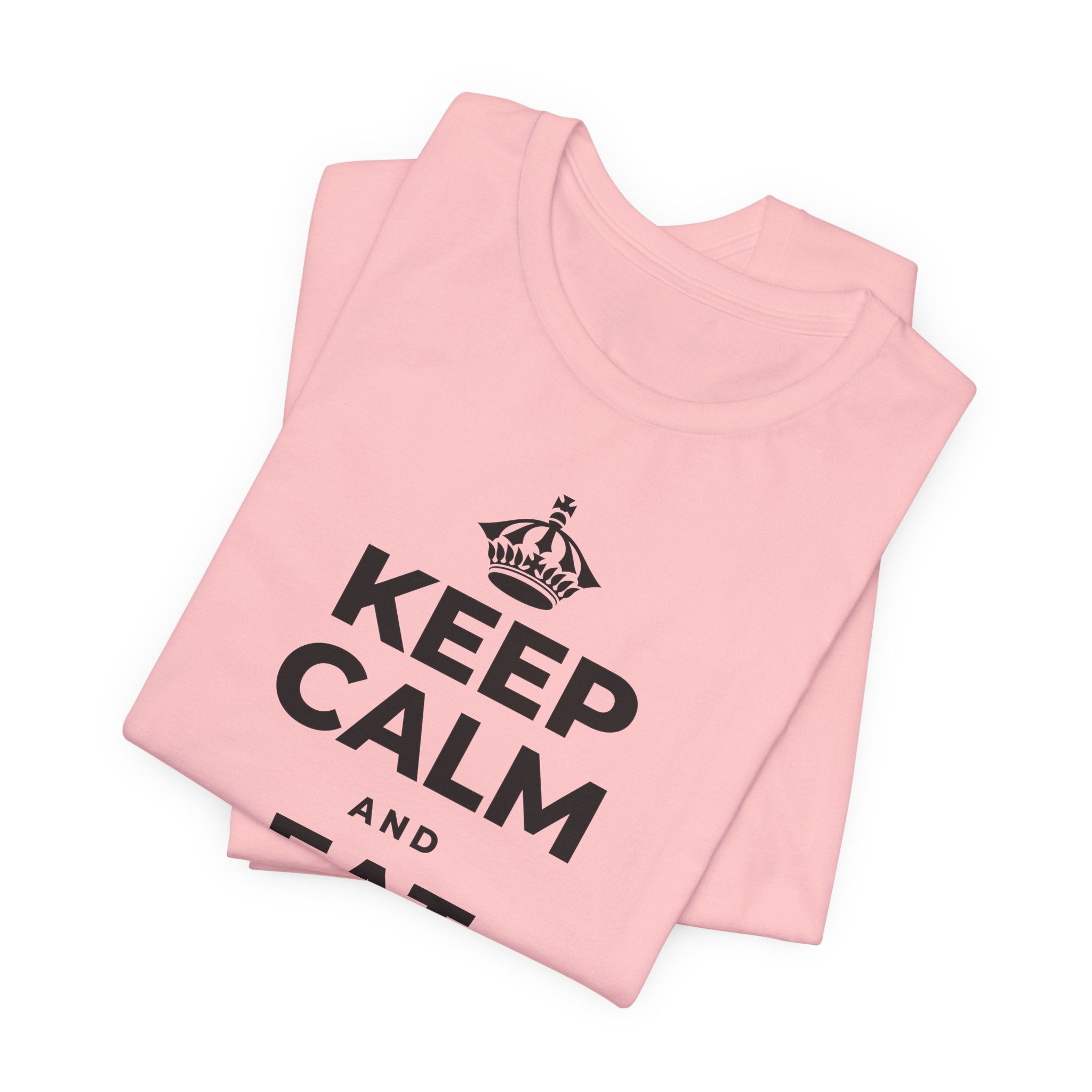 KEEP CALM AND EAT THE SNACK T-Shirt (White–Asphalt)
