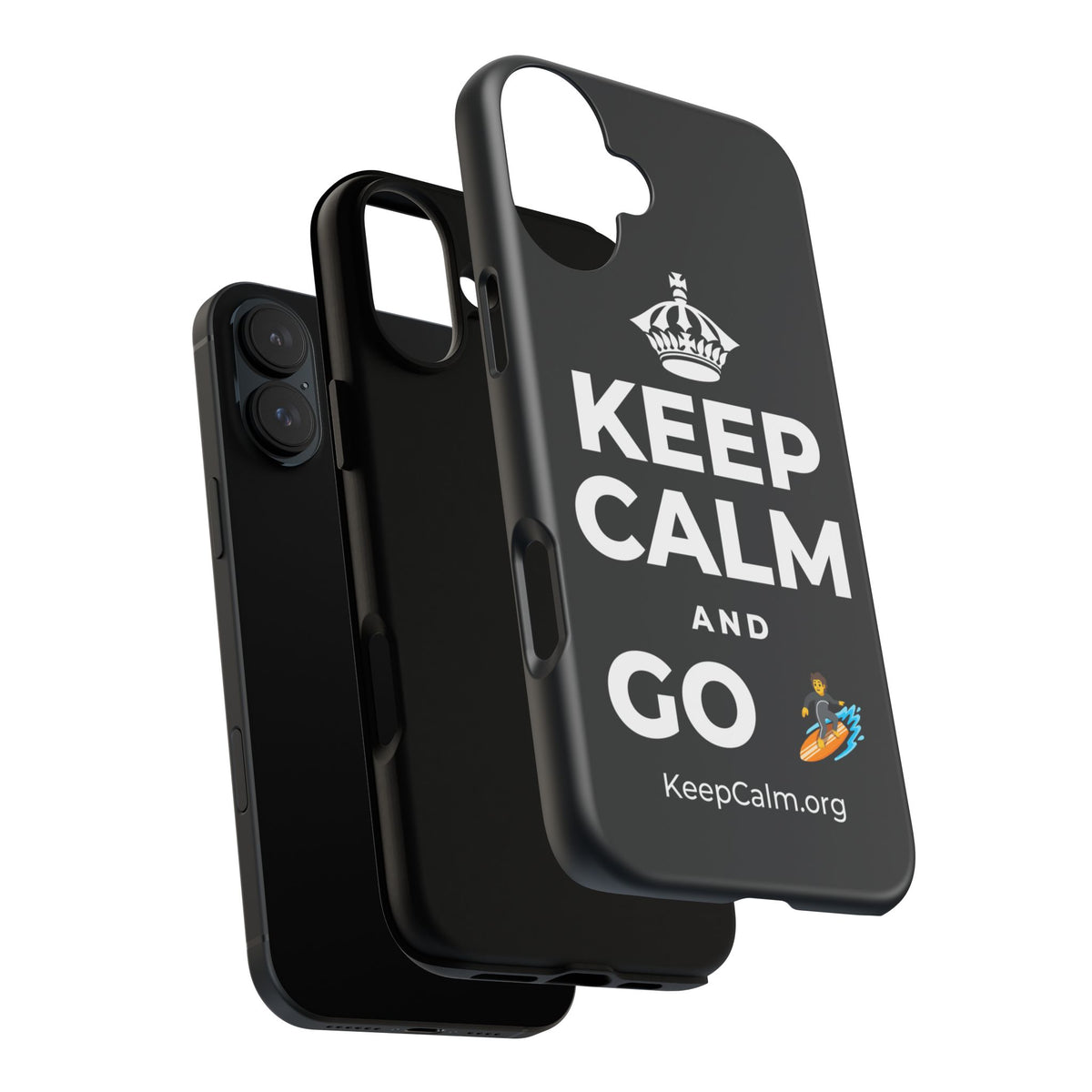 KEEP CALM AND GO 🏄 Phone Case (Dark)