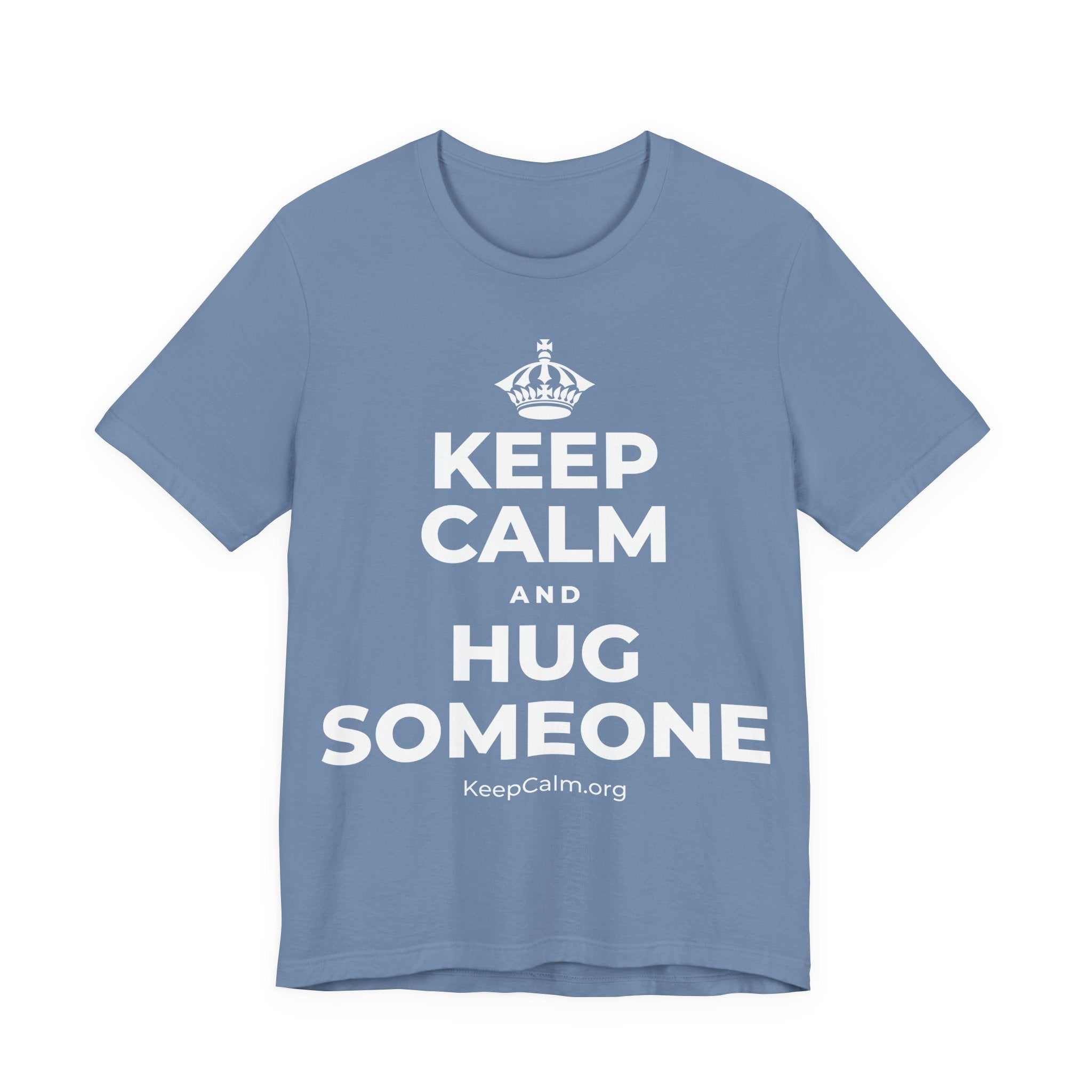 KEEP CALM AND HUG SOMEONE T-Shirt (Soft Cream–Heather Mauve)