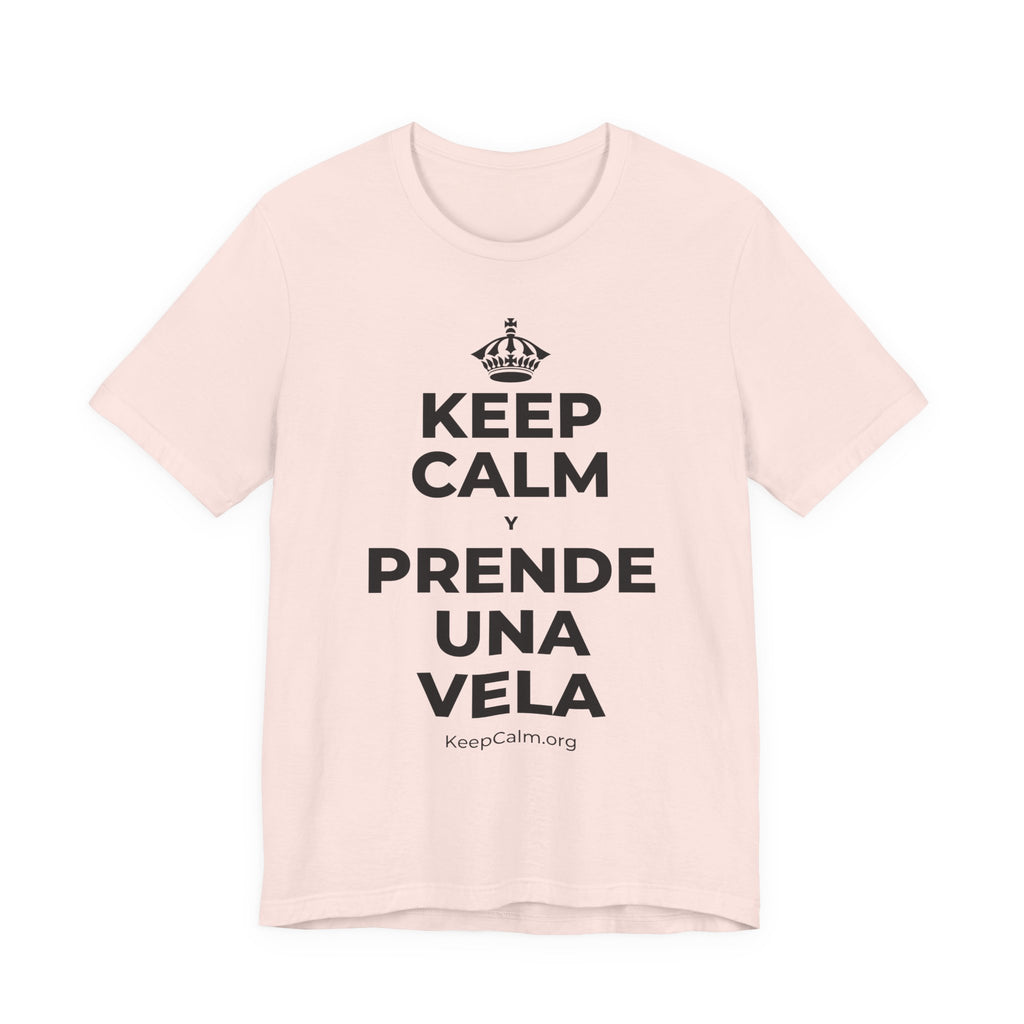 KEEP CALM Y PRENDE UNA VELA T-Shirt (Soft Cream–Heather Mauve)