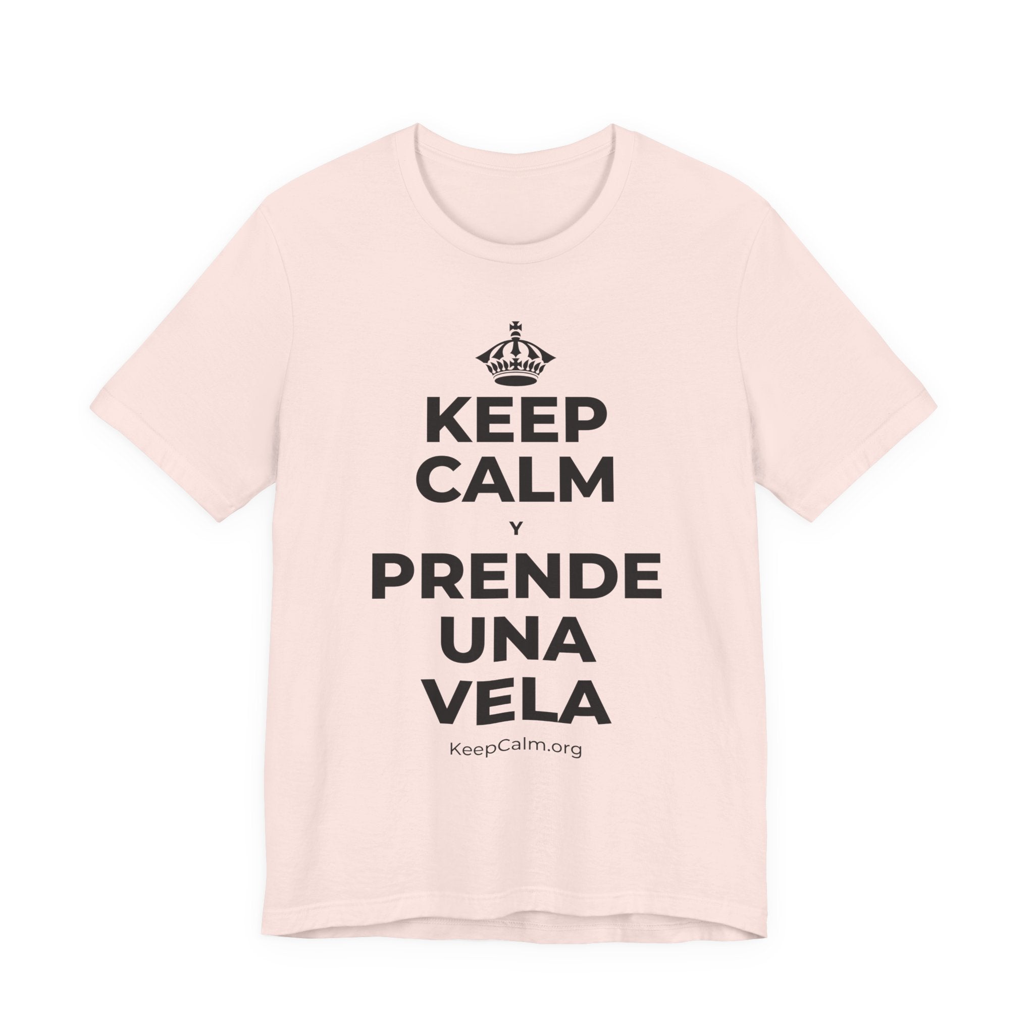 KEEP CALM Y PRENDE UNA VELA T-Shirt (Soft Cream–Heather Mauve)