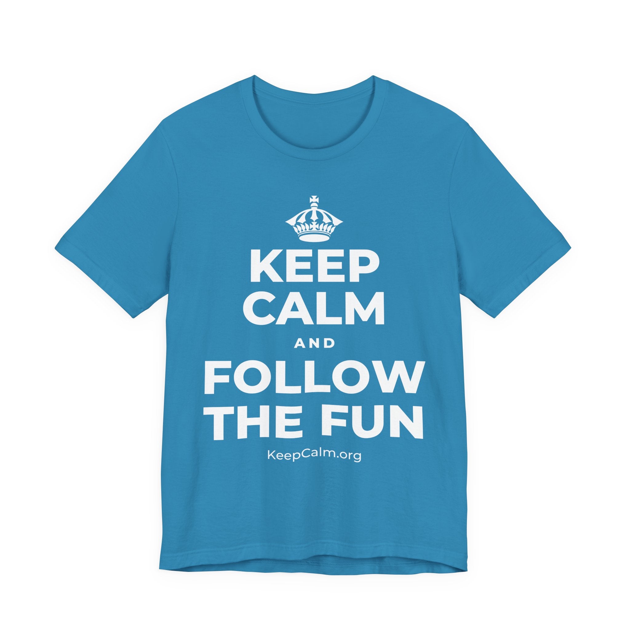 KEEP CALM AND FOLLOW THE FUN T-Shirt (White–Asphalt)