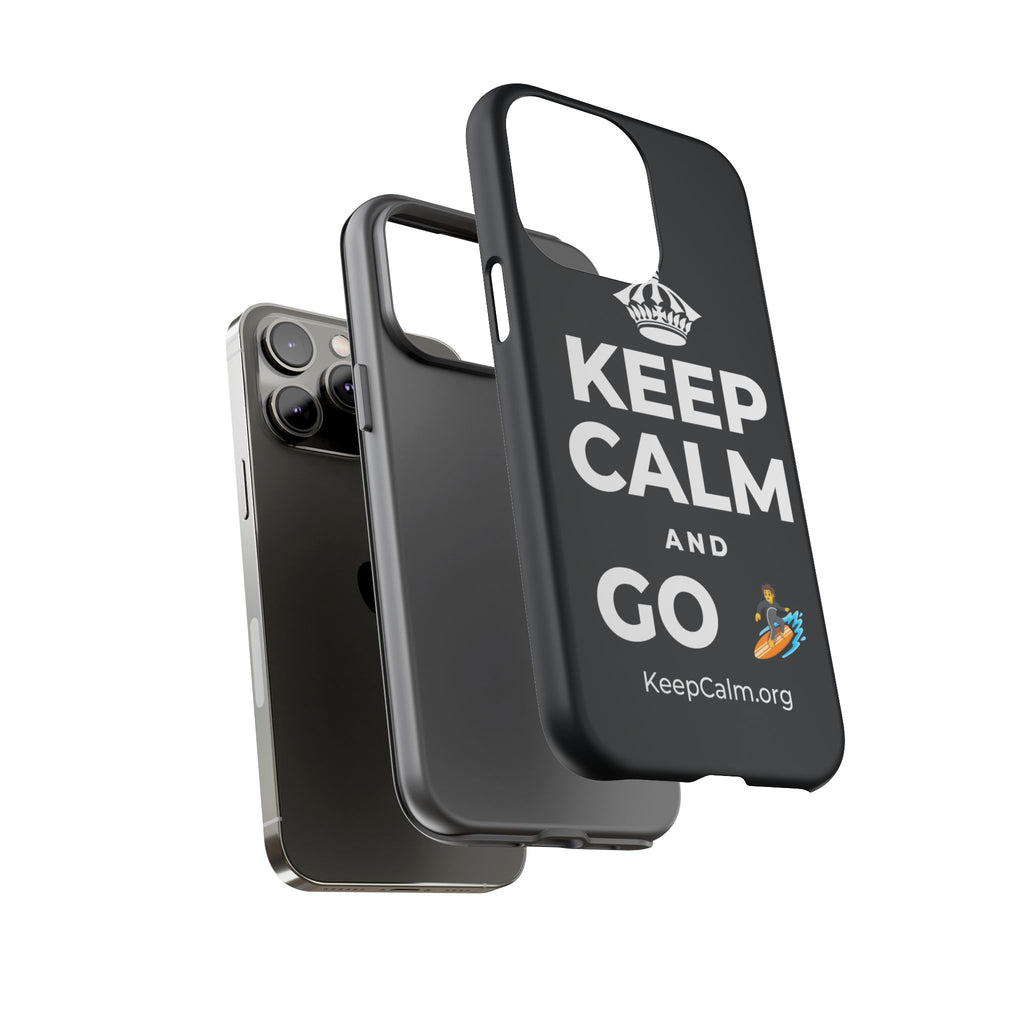 KEEP CALM AND GO 🏄 Phone Case (Dark)