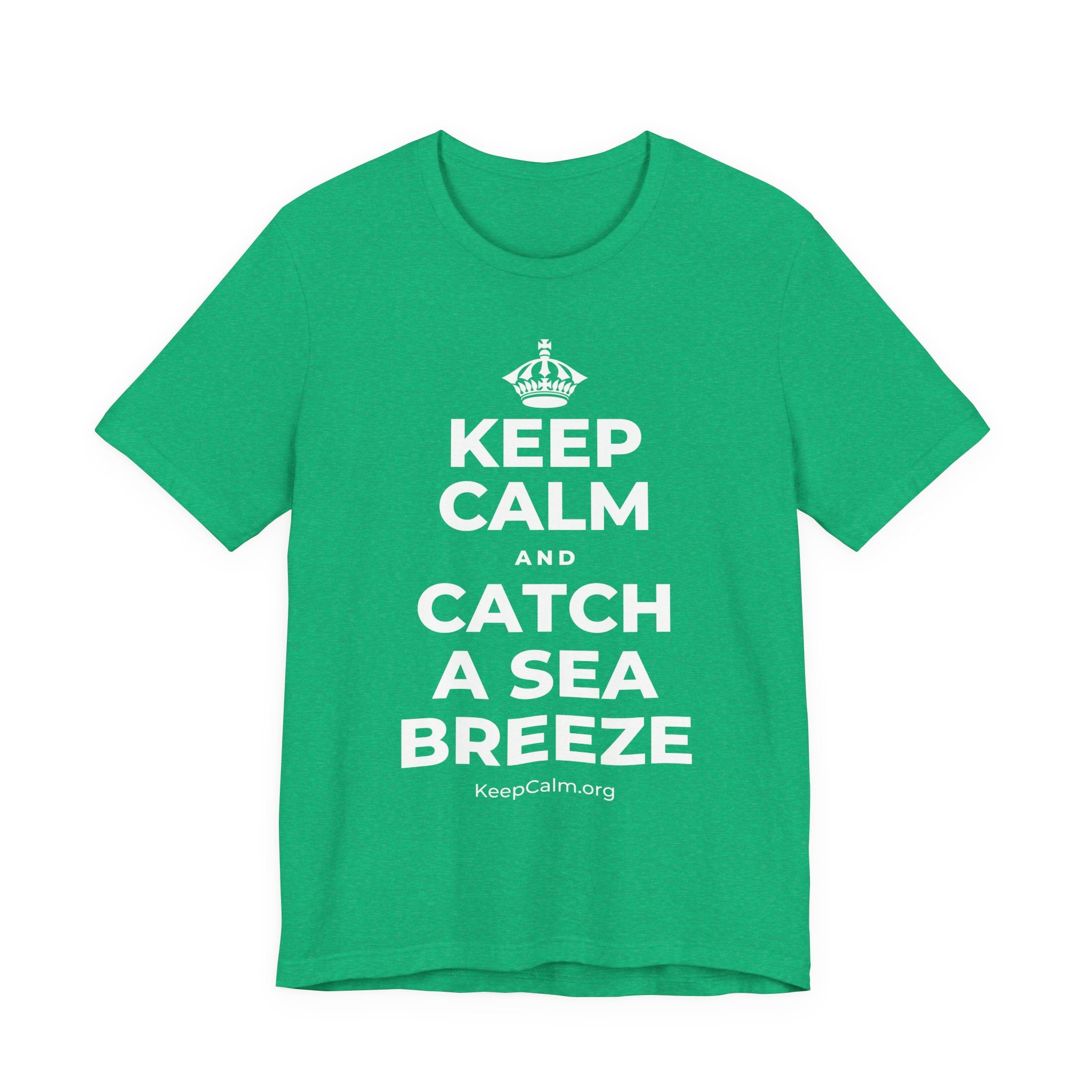 KEEP CALM AND CATCH A SEA BREEZE T-Shirt (Baby Blue–Silver)
