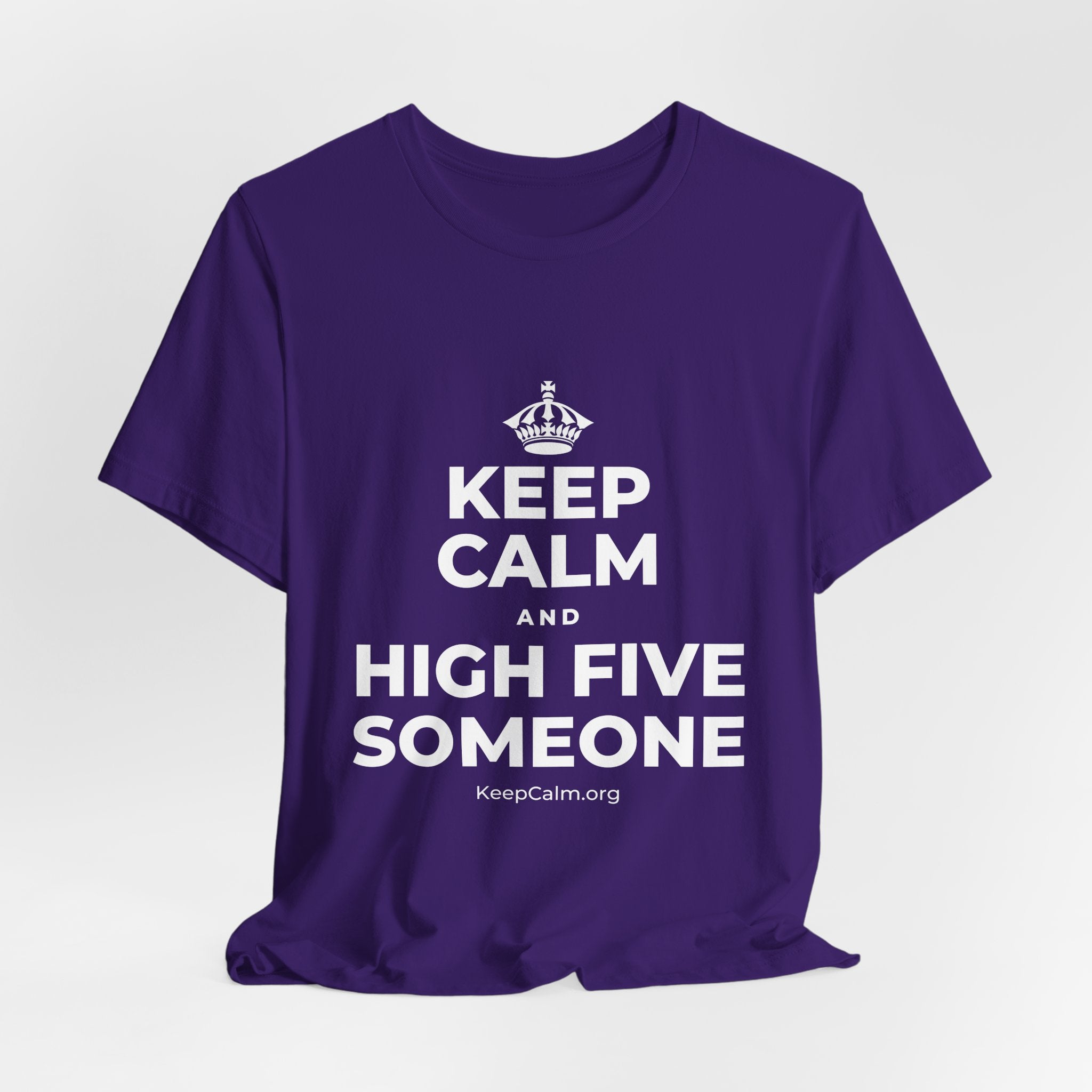 KEEP CALM AND HIGH FIVE SOMEONE T-Shirt (Soft Cream–Heather Mauve)