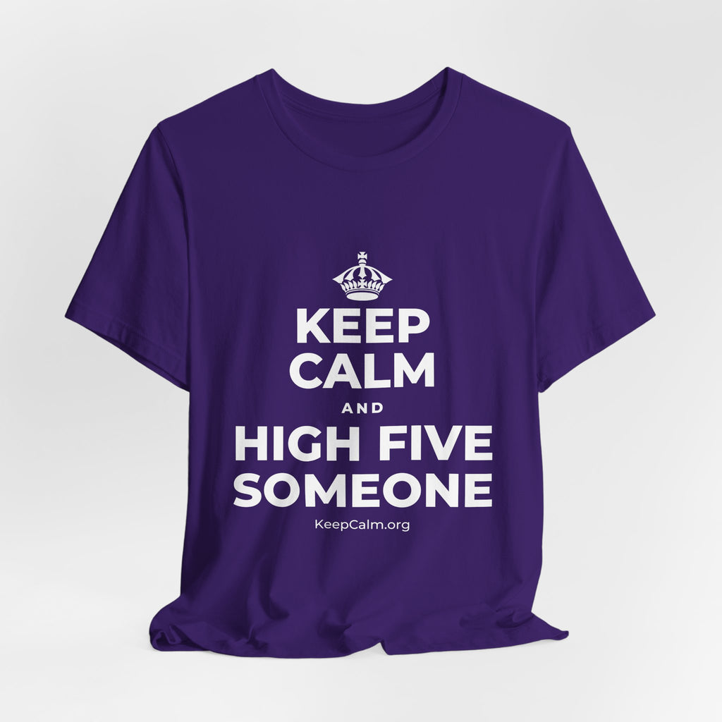 KEEP CALM AND HIGH FIVE SOMEONE T-Shirt (Soft Cream–Heather Mauve)