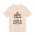 KEEP CALM AND LIVE A LITTLE T-Shirt (Soft Cream–Heather Mauve)
