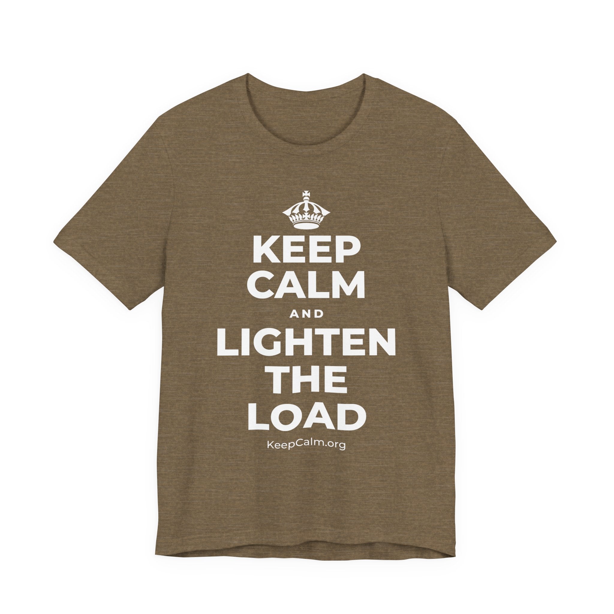 KEEP CALM AND LIGHTEN THE LOAD T-Shirt (Soft Cream–Heather Mauve)