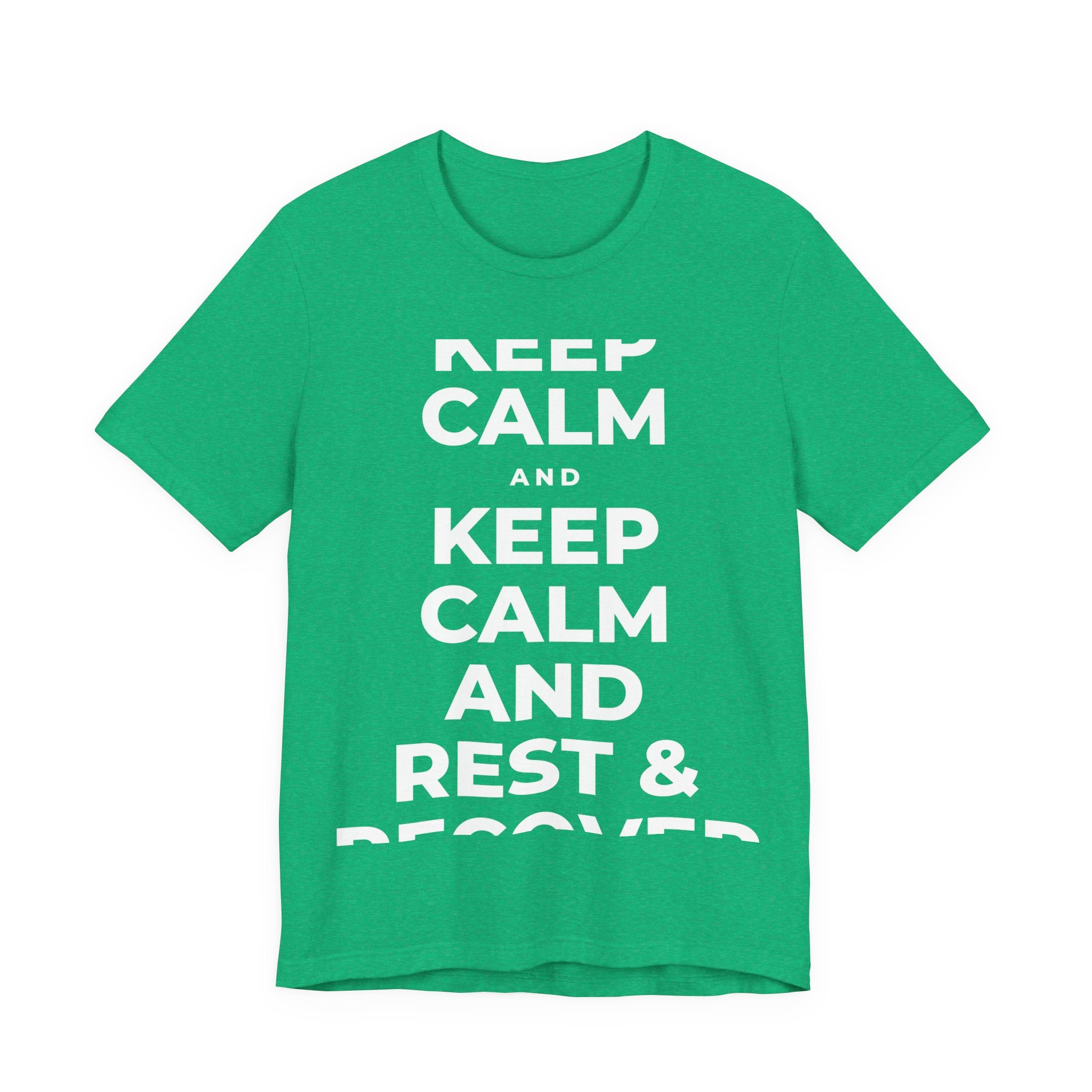 KEEP CALM AND REST & RECOVER T-Shirt (Baby Blue–Silver)