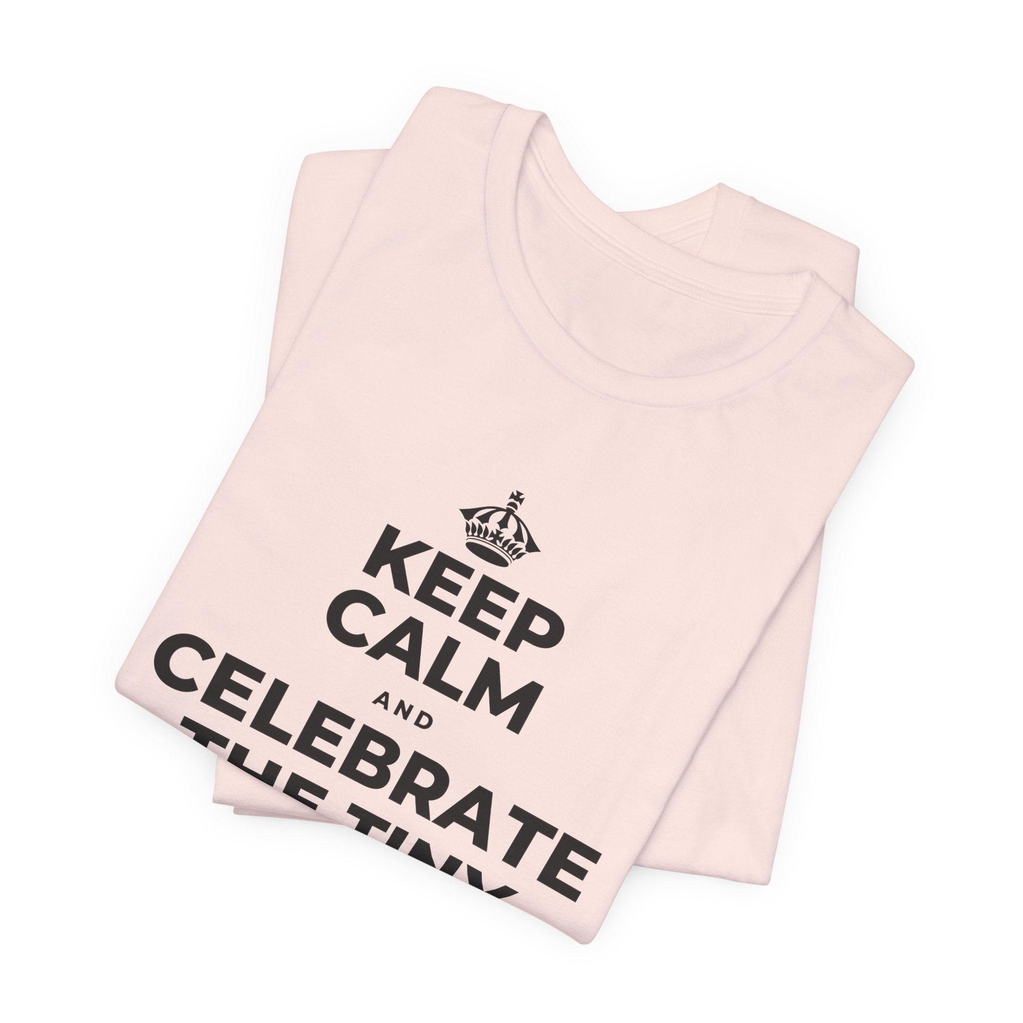KEEP CALM AND CELEBRATE THE TINY VICTORIES EVERY SINGLE DAY T-Shirt (Soft Cream–Heather Mauve)