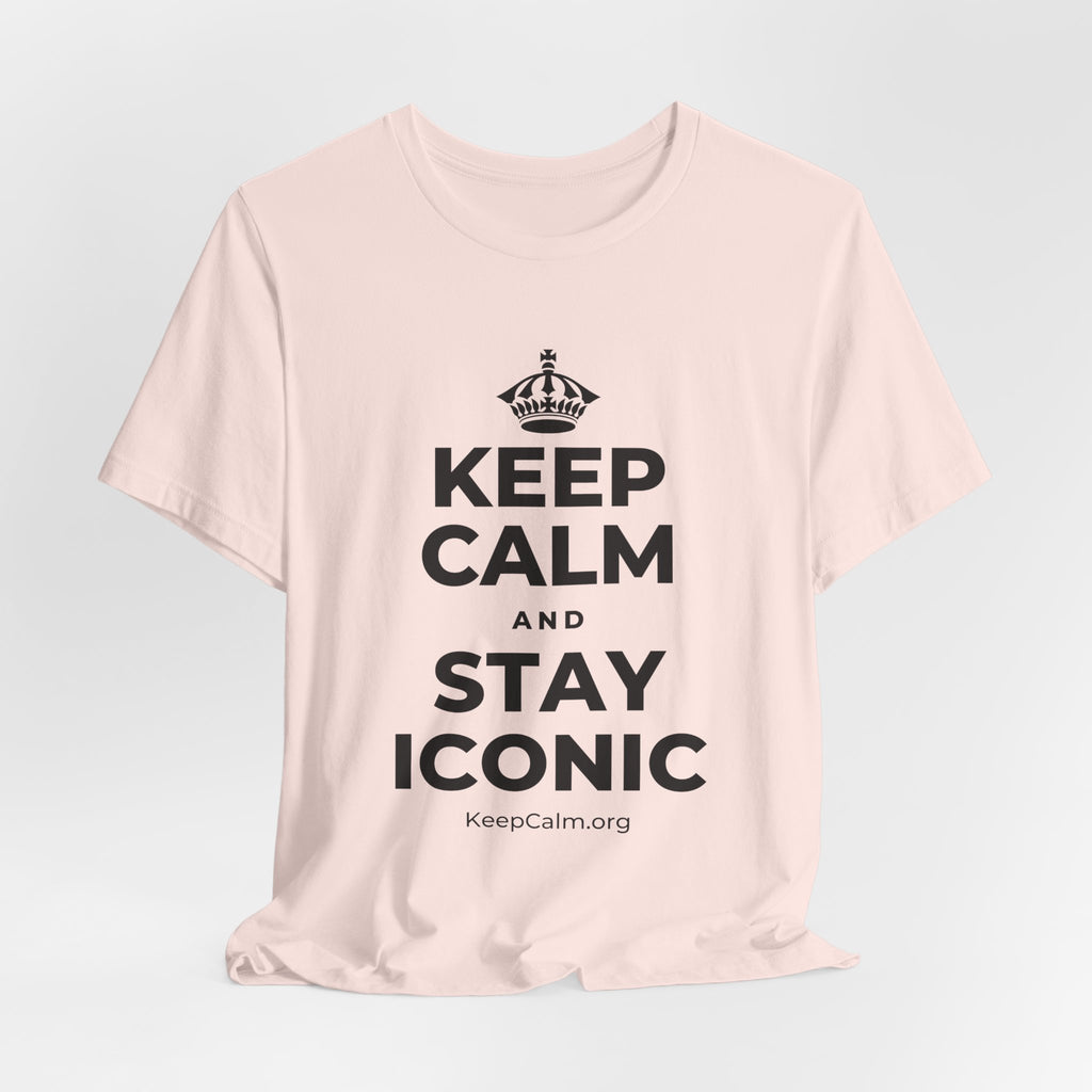KEEP CALM AND STAY ICONIC T-Shirt (Soft Cream–Heather Mauve)