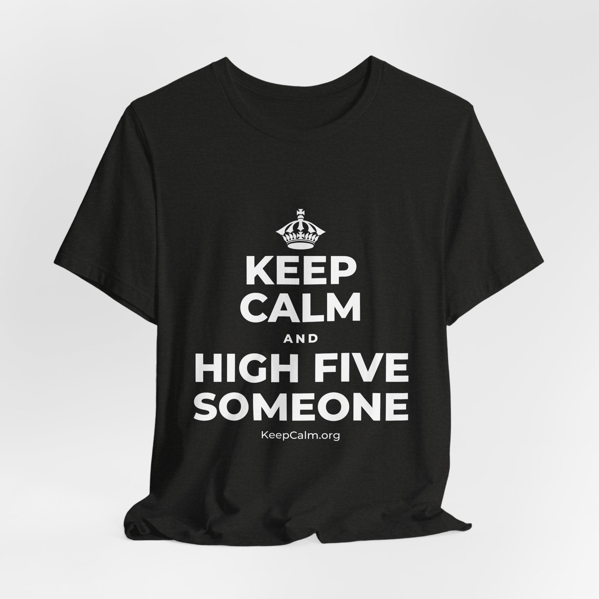 KEEP CALM AND HIGH FIVE SOMEONE T-Shirt (Soft Cream–Heather Mauve)