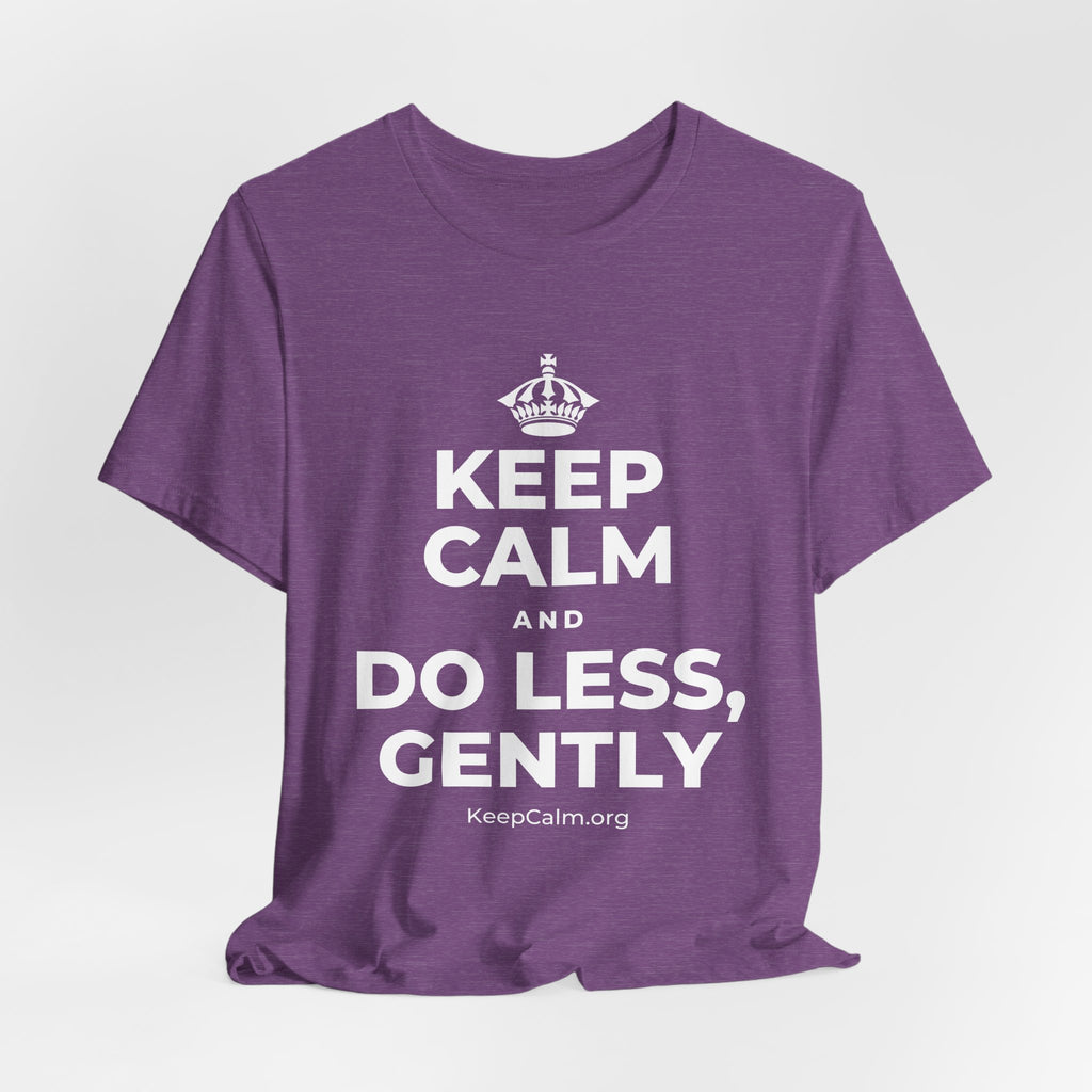 KEEP CALM AND DO LESS, GENTLY T-Shirt (Baby Blue–Silver)
