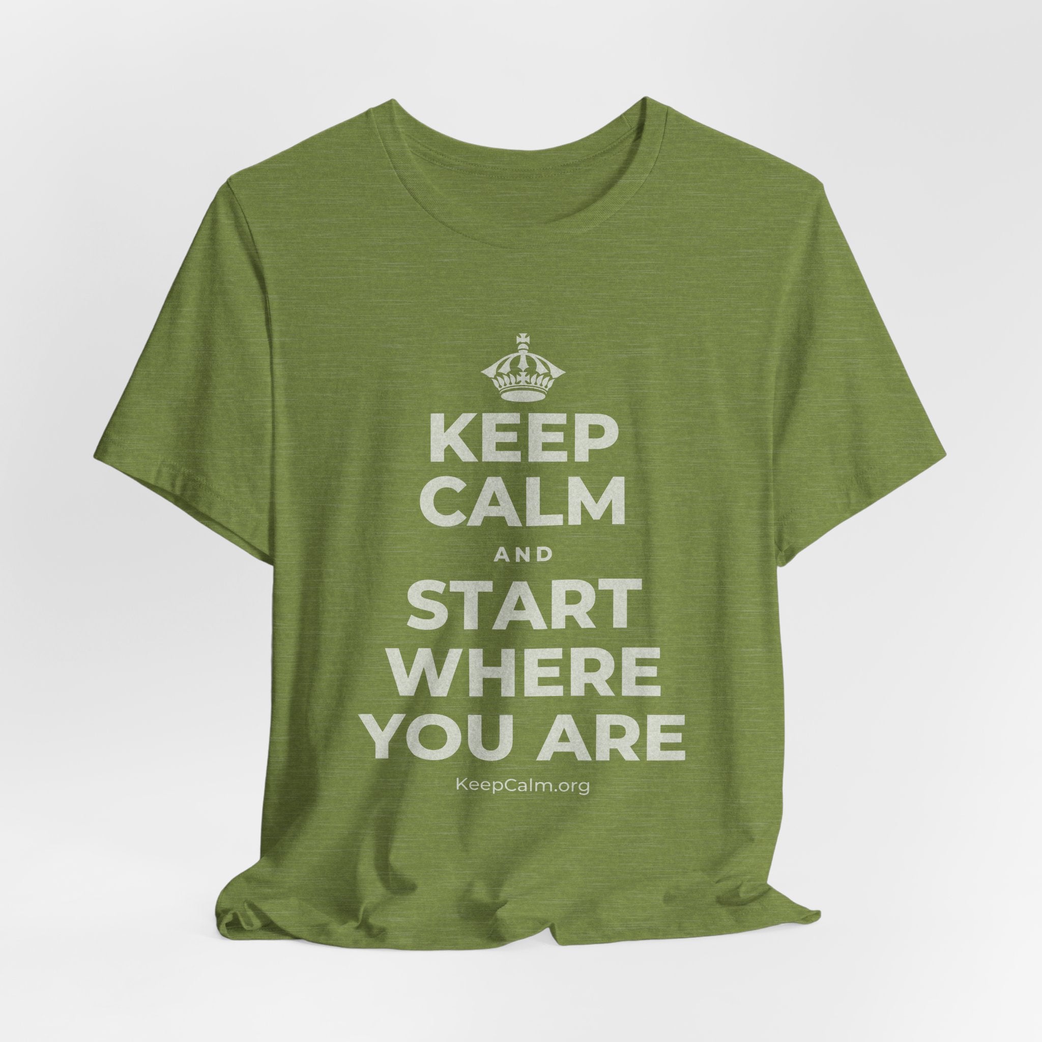 KEEP CALM AND START WHERE YOU ARE T-Shirt (Baby Blue–Silver)