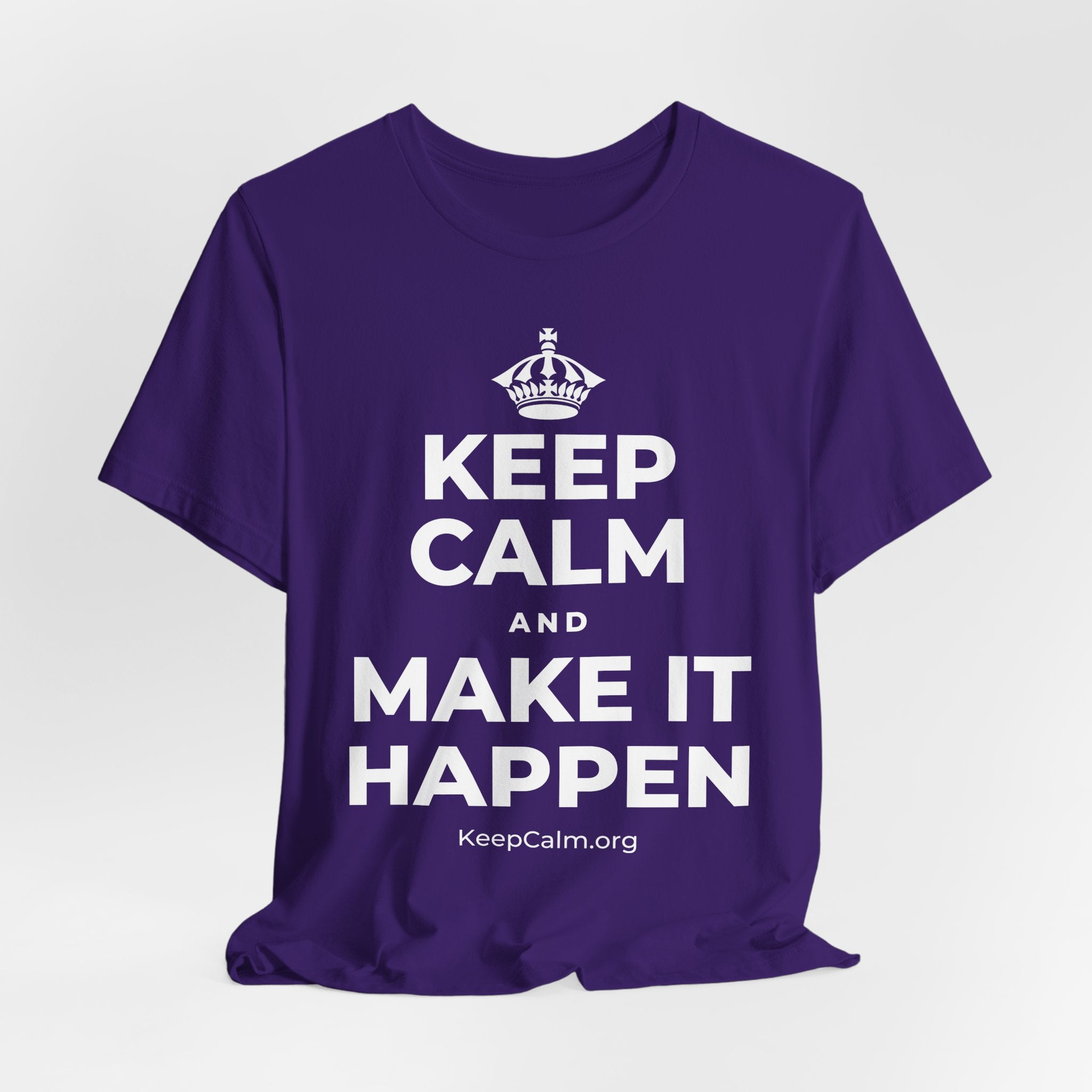 KEEP CALM AND MAKE IT HAPPEN T-Shirt (Soft Cream–Heather Mauve)