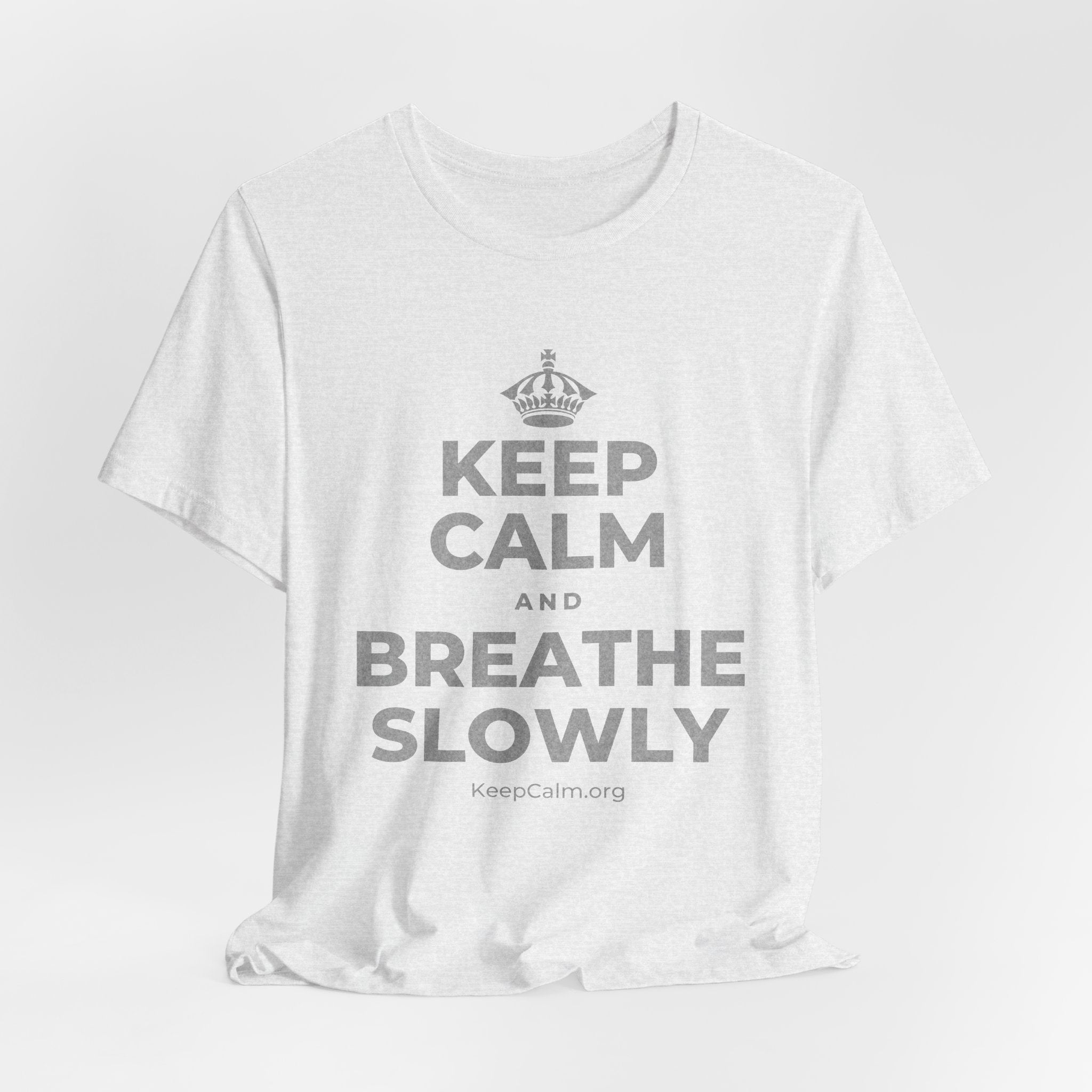 KEEP CALM AND BREATHE SLOWLY T-Shirt (Soft Cream–Heather Mauve)