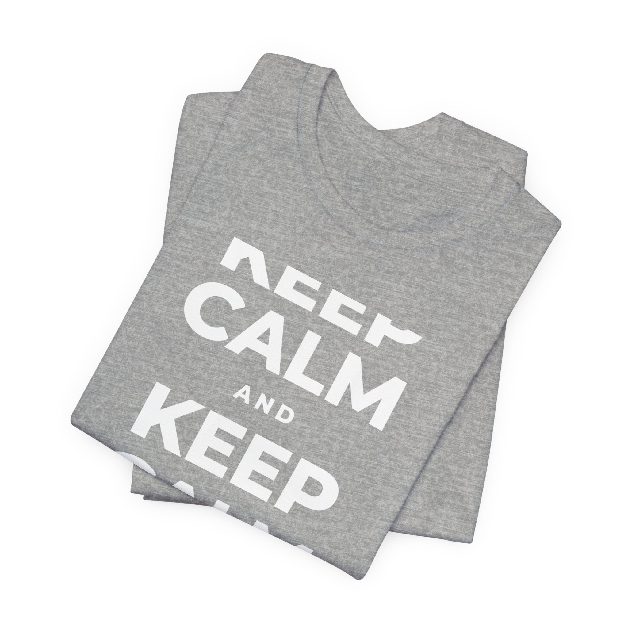 KEEP CALM AND DRINK WATER T-Shirt (White–Asphalt)
