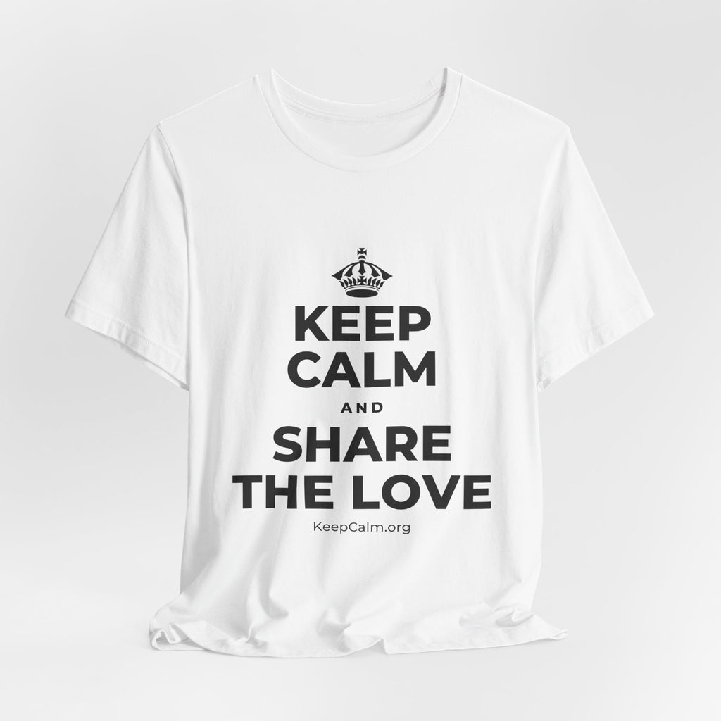 KEEP CALM AND SHARE THE LOVE T-Shirt (White–Asphalt)