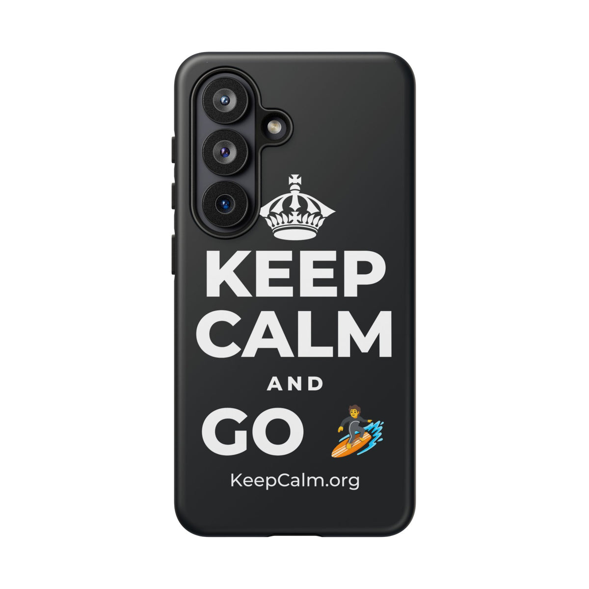 KEEP CALM AND GO 🏄 Phone Case (Dark)