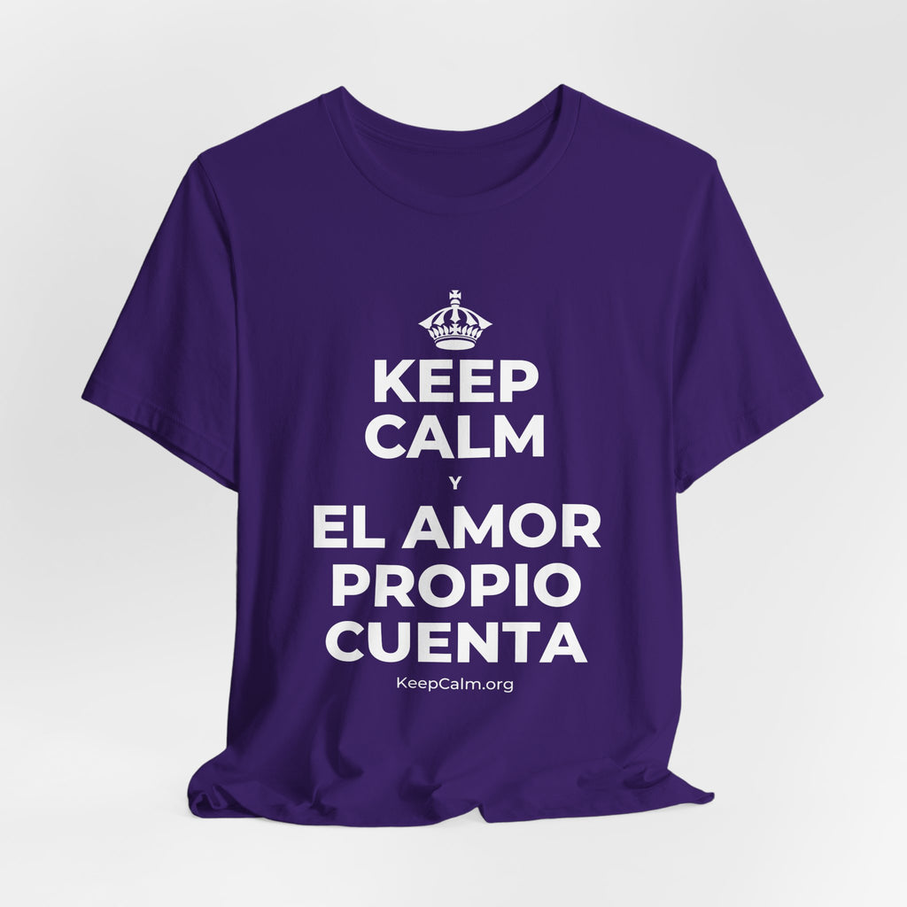 KEEP CALM Y EL AMOR PROPIO CUENTA T-Shirt (Soft Cream–Heather Mauve)