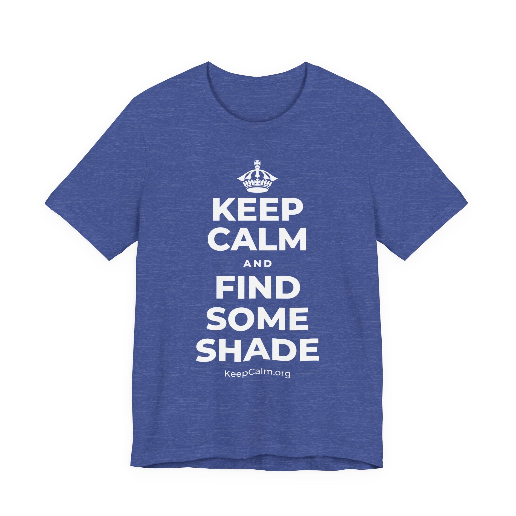 KEEP CALM AND FIND SOME SHADE T-Shirt (Baby Blue–Silver)