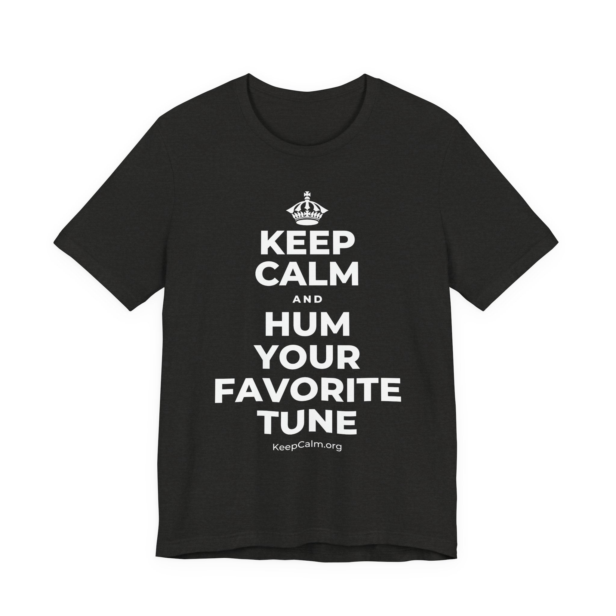 KEEP CALM AND HUM YOUR FAVORITE TUNE T-Shirt (Soft Cream–Heather Mauve)