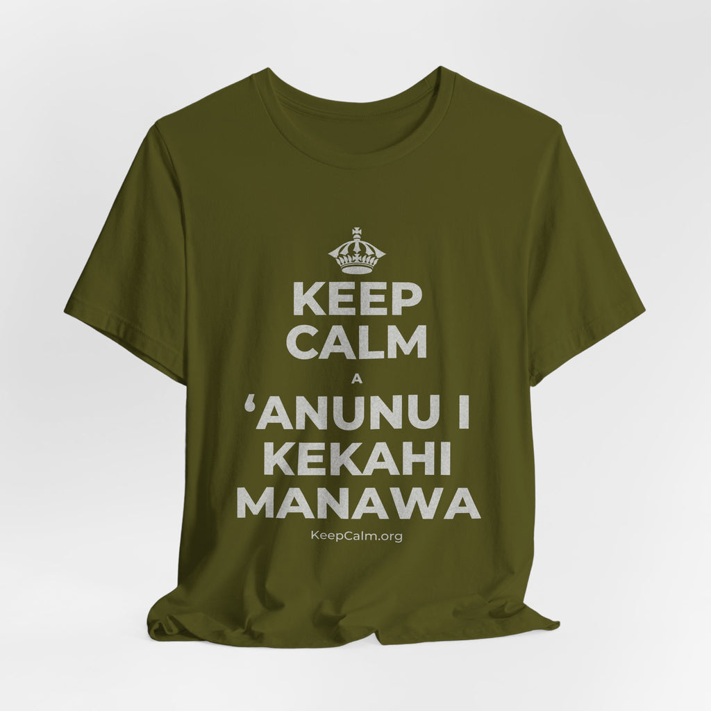 KEEP CALM A ʻANUNU I KEKAHI MANAWA T-Shirt (Baby Blue–Silver)