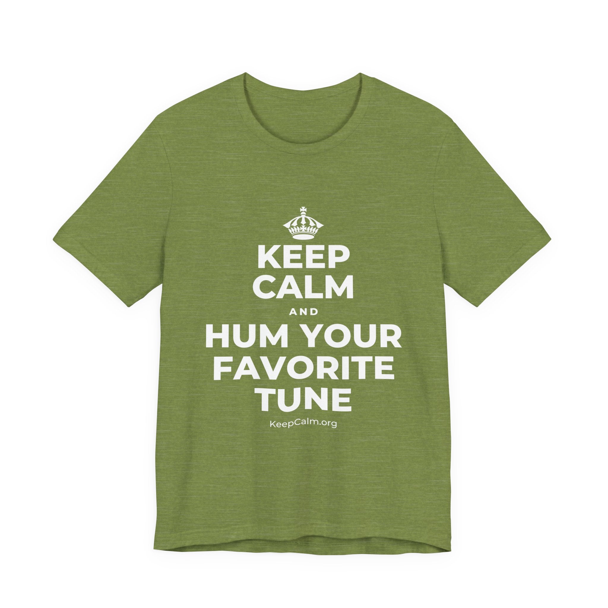 KEEP CALM AND HUM YOUR FAVORITE TUNE T-Shirt (Baby Blue–Silver)