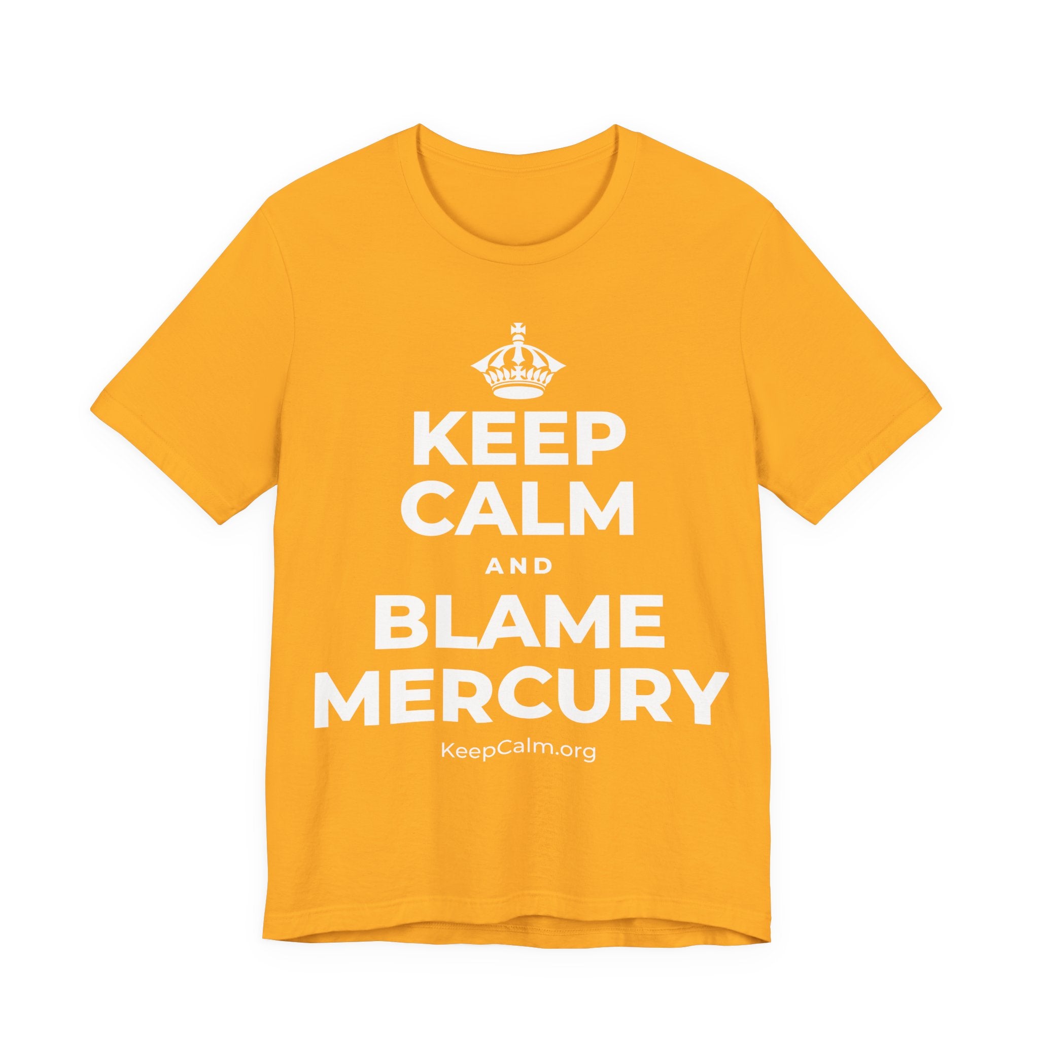 KEEP CALM AND BLAME MERCURY T-Shirt (Baby Blue–Silver)