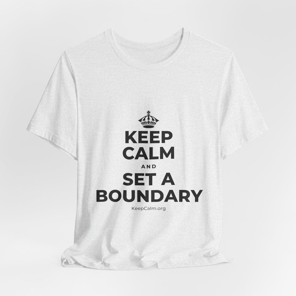 KEEP CALM AND SET A BOUNDARY T-Shirt (Soft Cream–Heather Mauve)